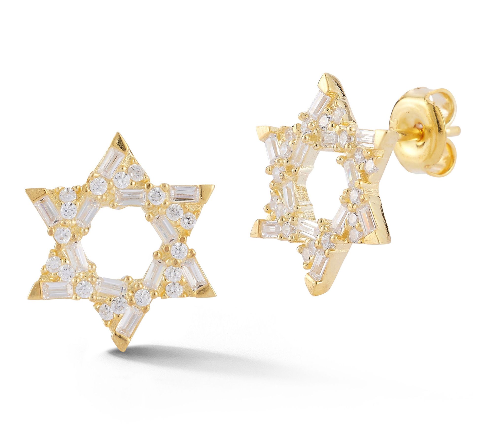 Sterlina Silver Baguette Star of David Stud Earrings, Sterling