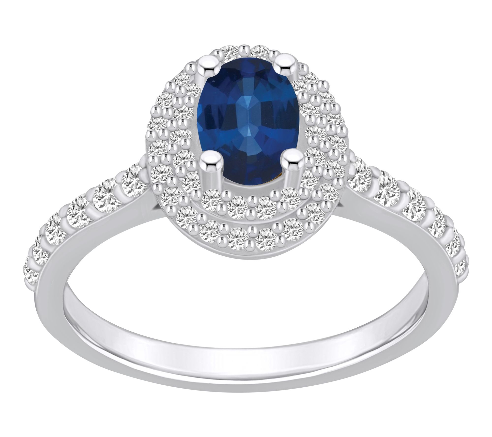 Affinity Gems Oval Gemstone & Double Diamond Halo Ring, 14K