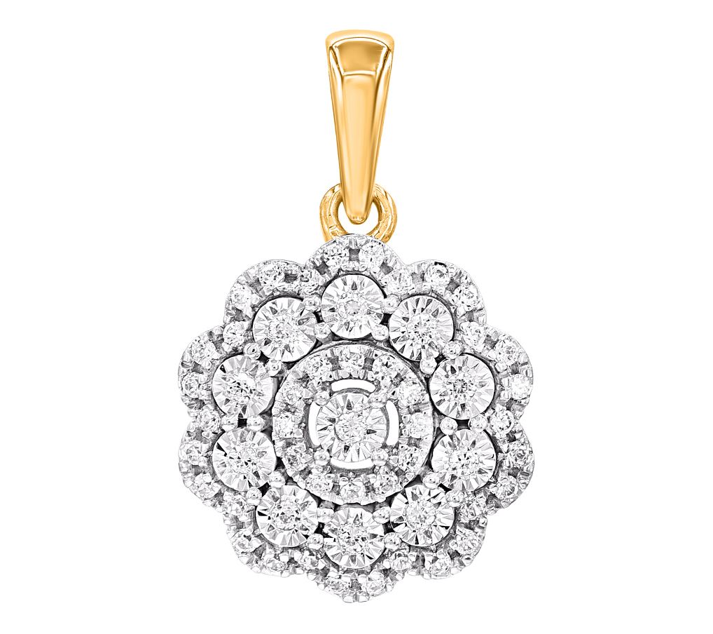 Accents by Affinity Diamond Flower Pendant w/ Chain, 14K Gold