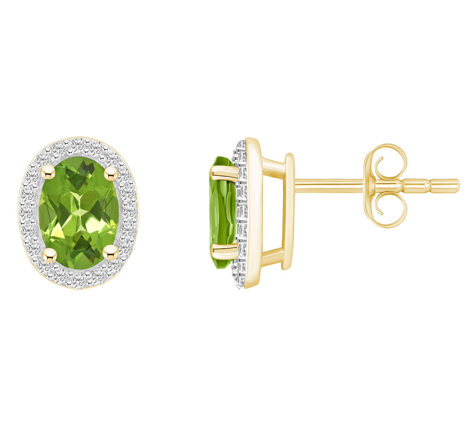 Affinity Gems Oval Gemstone Halo Stud Earrings,10K Gold