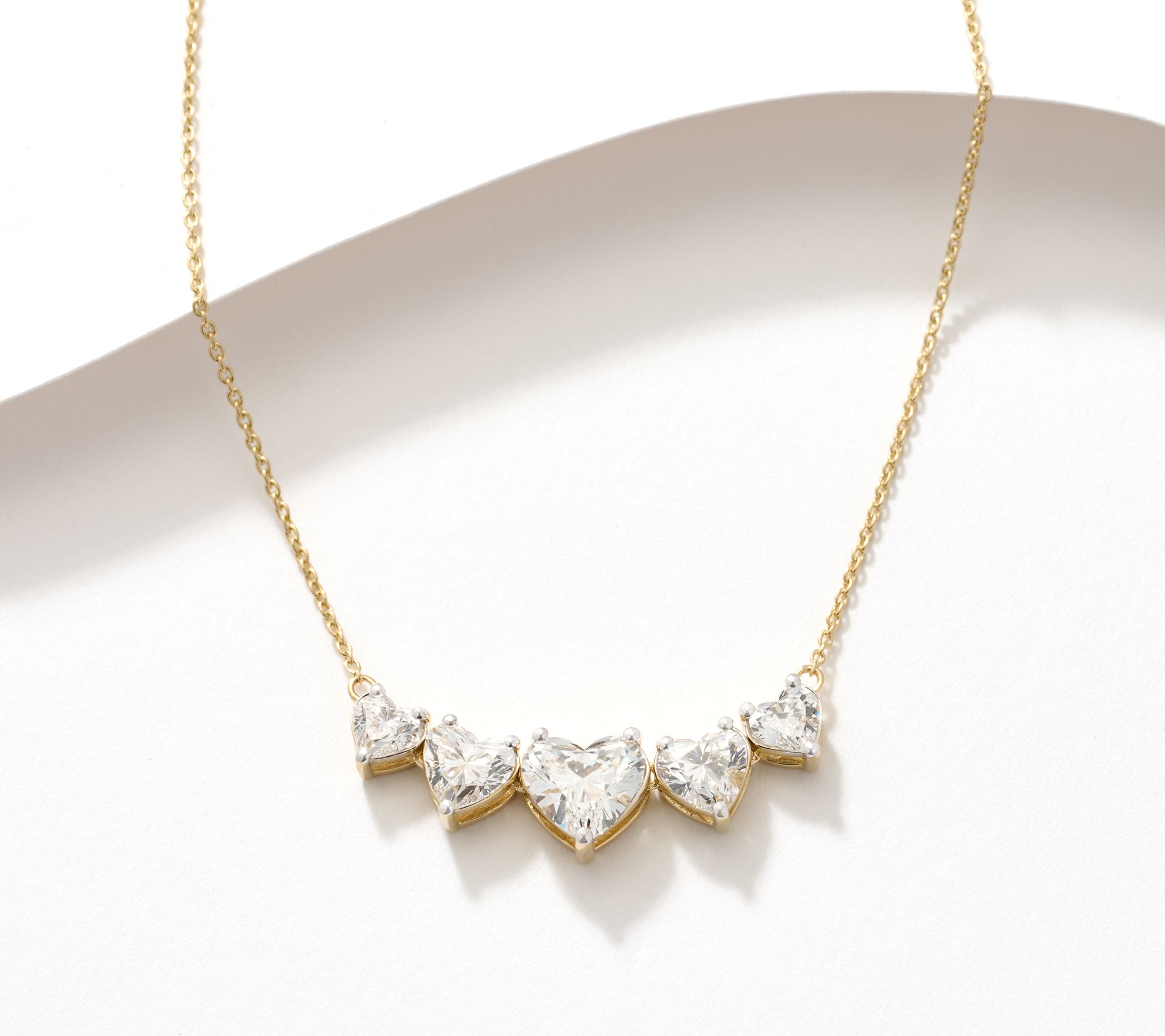 Fire Light Lab Grown Diamond 2.5cttw Heart Smile 18" Necklace, 14K