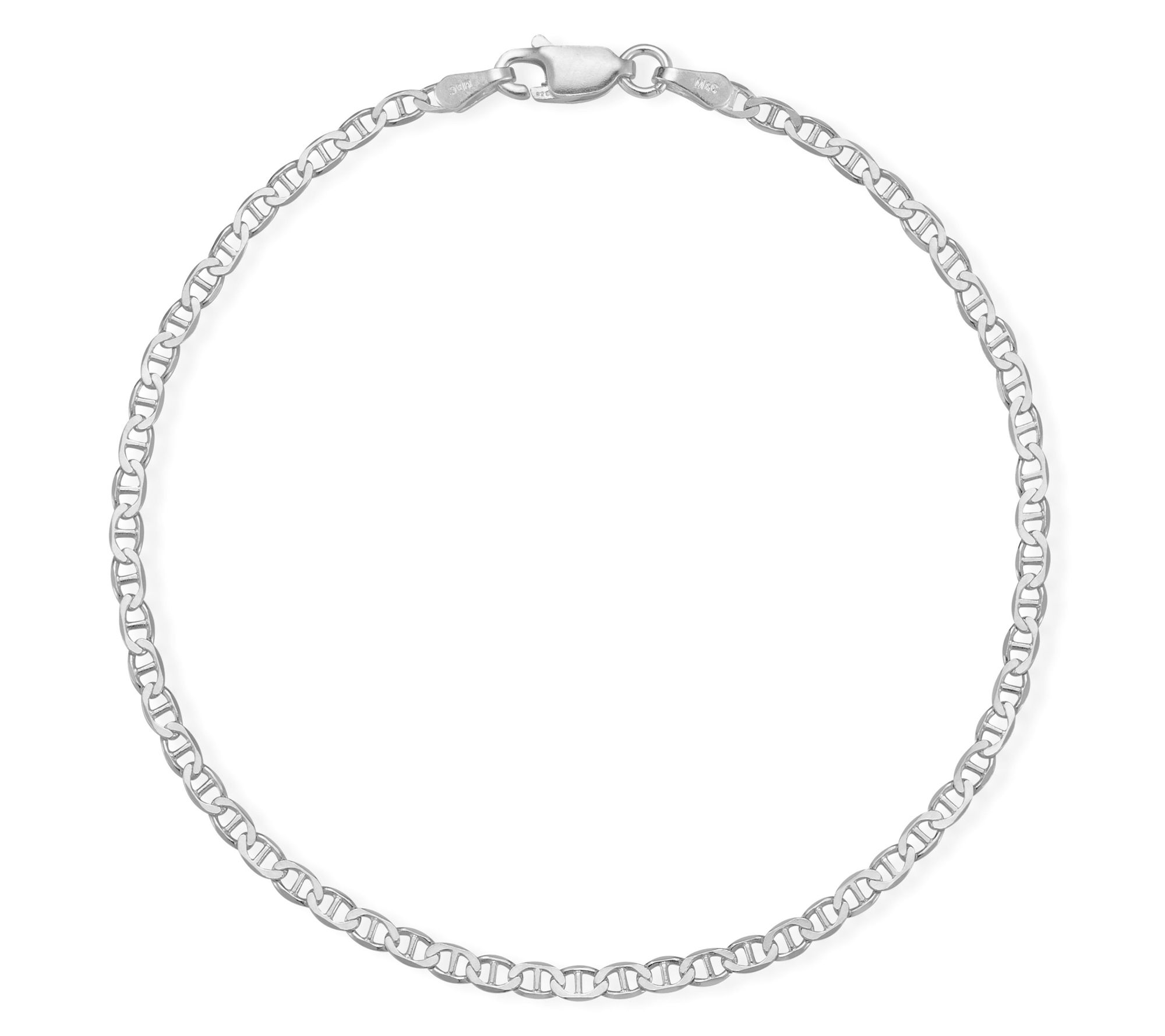 Italian Silver 9" Mariner Ankle Bracelet, Sterling
