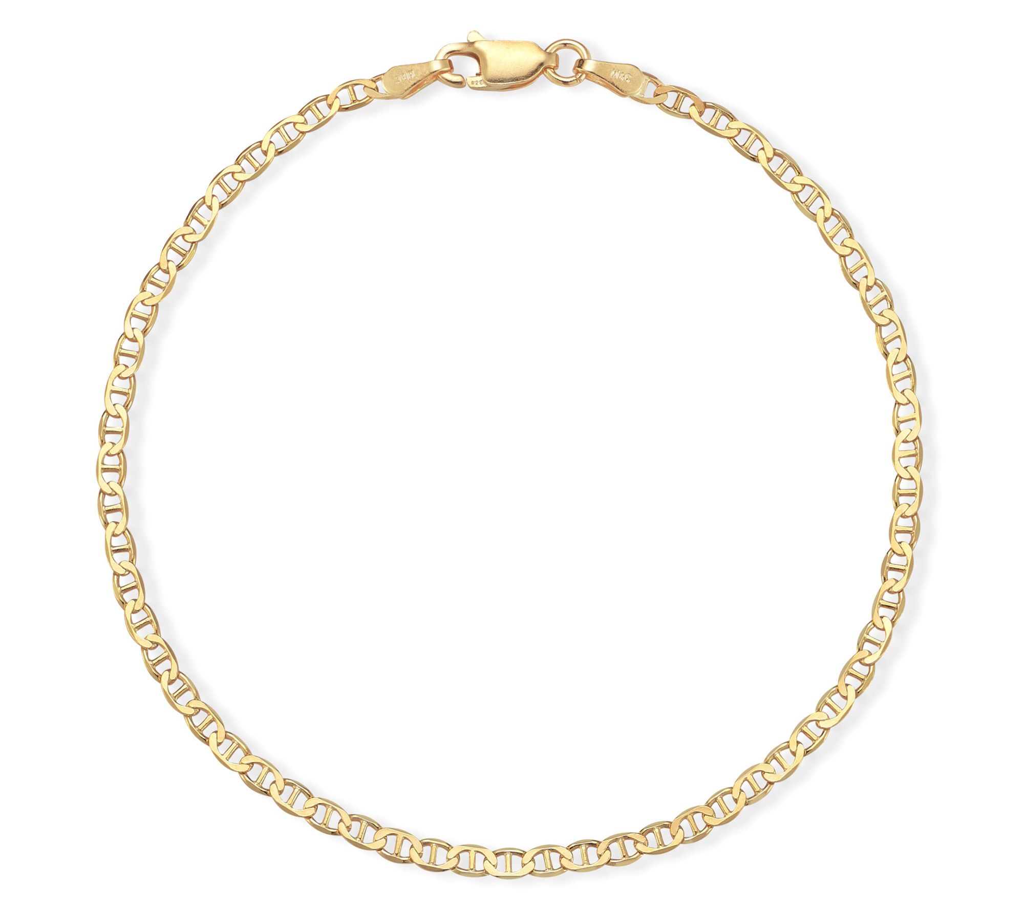 Italian Silver 9" Mariner Ankle Bracelet, Sterling