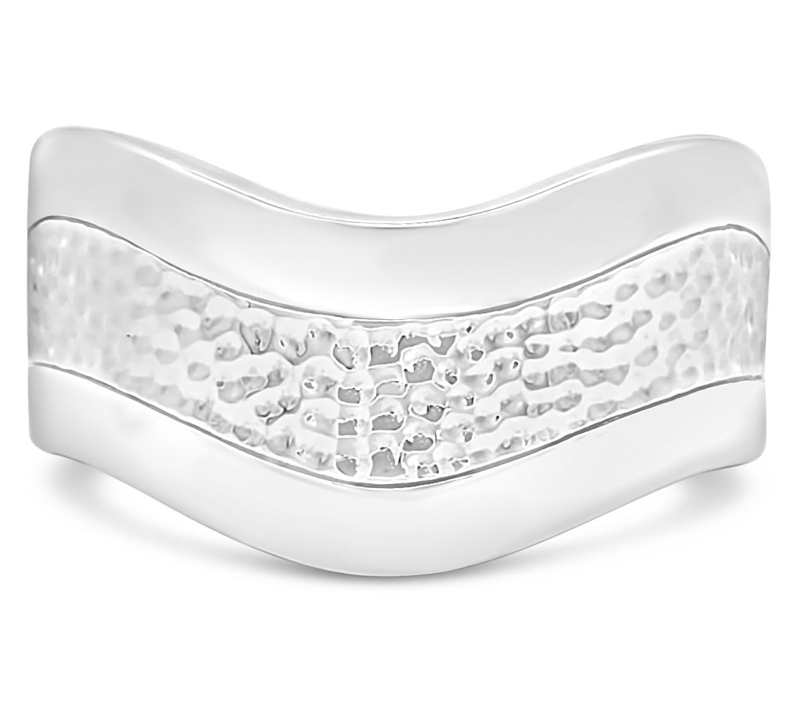 Ariva Sterling Silver Hammered Wave Band Ring