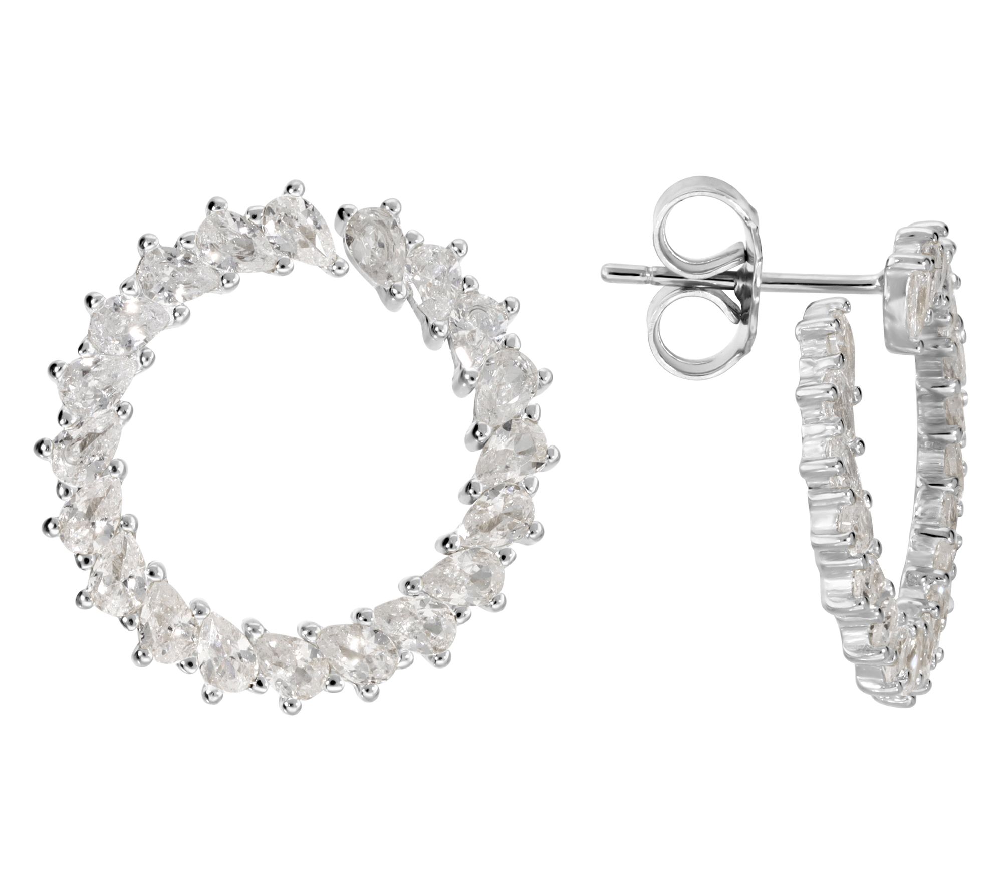 Diamonique Round Frontal Earrings, Sterling Silver - QVC.com