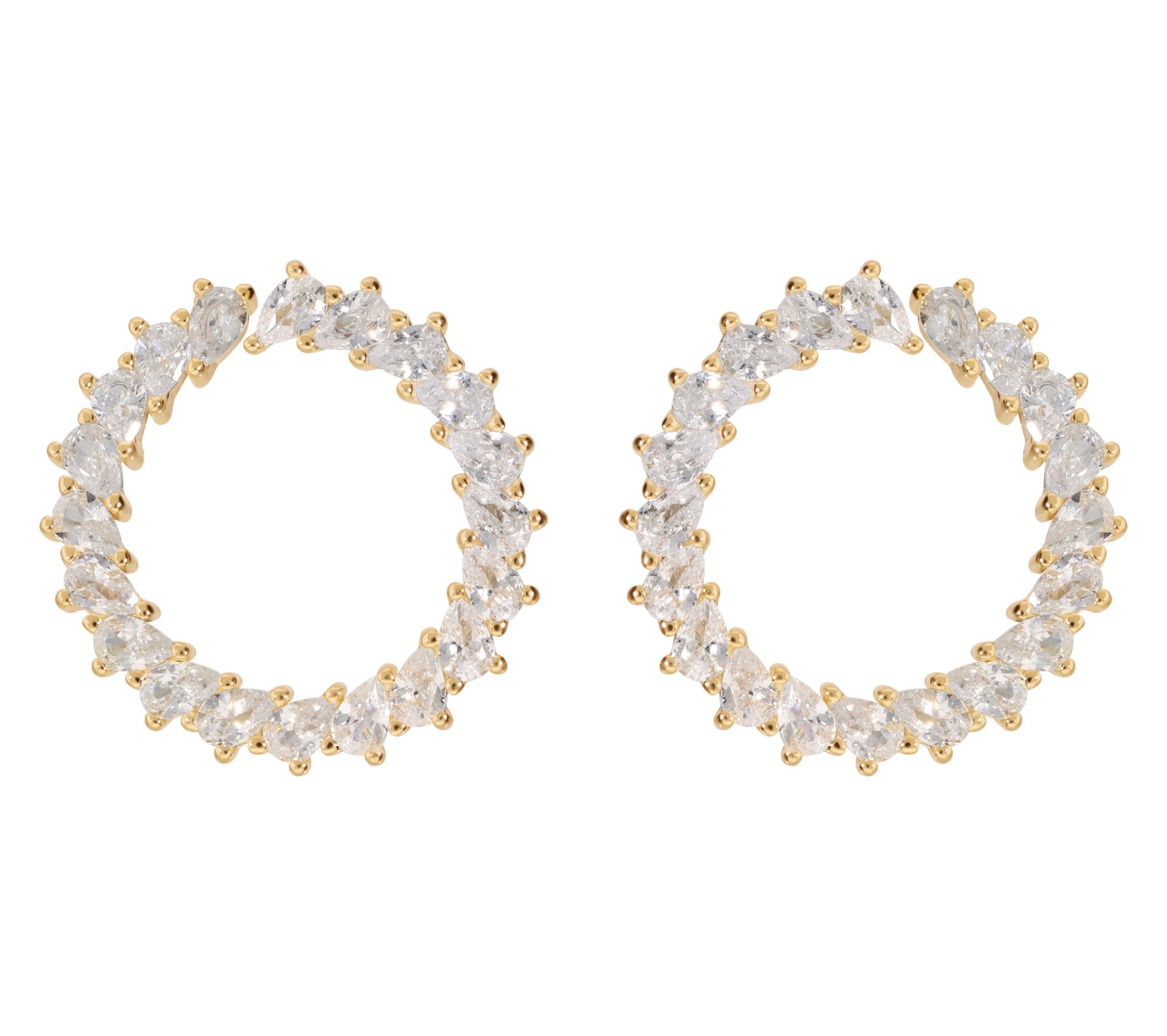 Diamonique Round Frontal Earrings, Sterling Silver