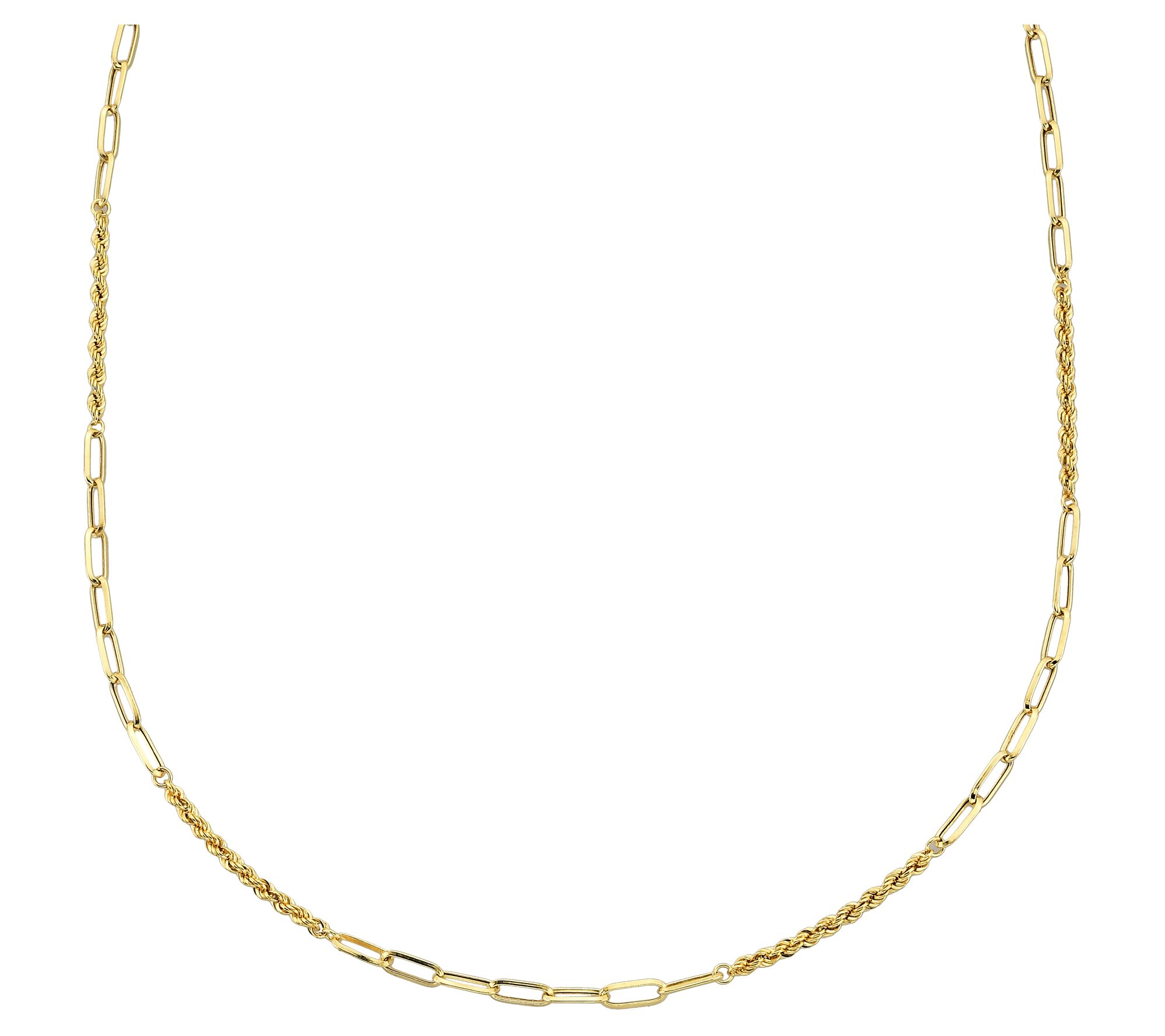 Adorna 14K Gold Rope and Paperclip Link Necklace
