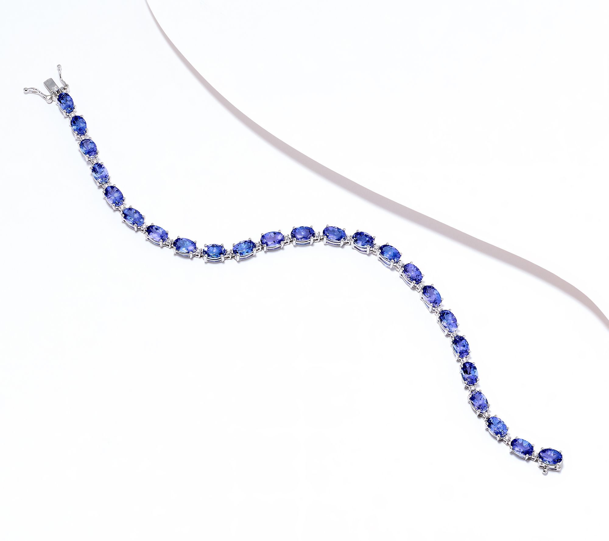 Pure Tanzanite by Jeff Moseley Tanzanite and Diamond Tennis Bracelet, Plat