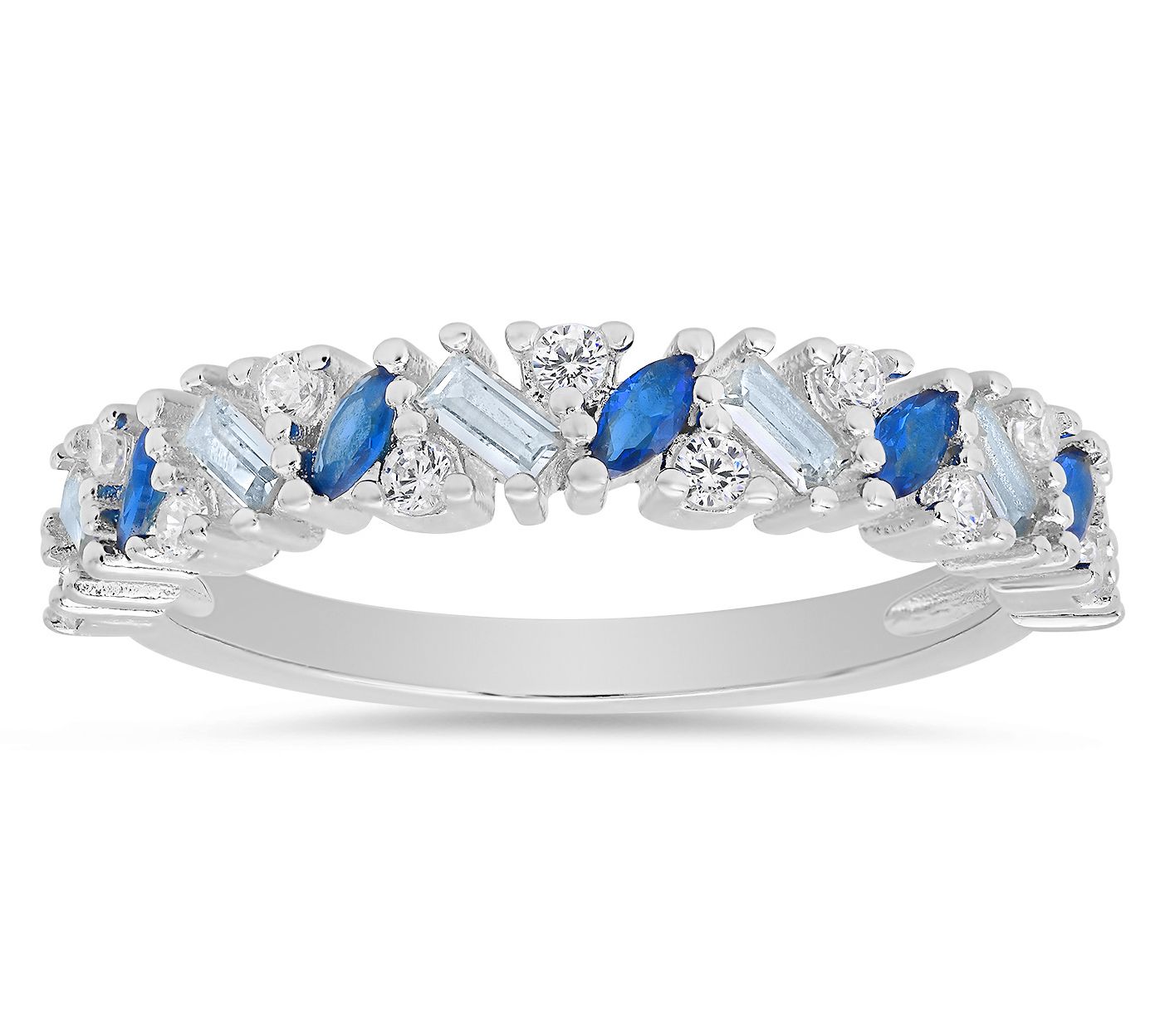 Diamonique Blue Ombre Band Ring, Sterling Silver