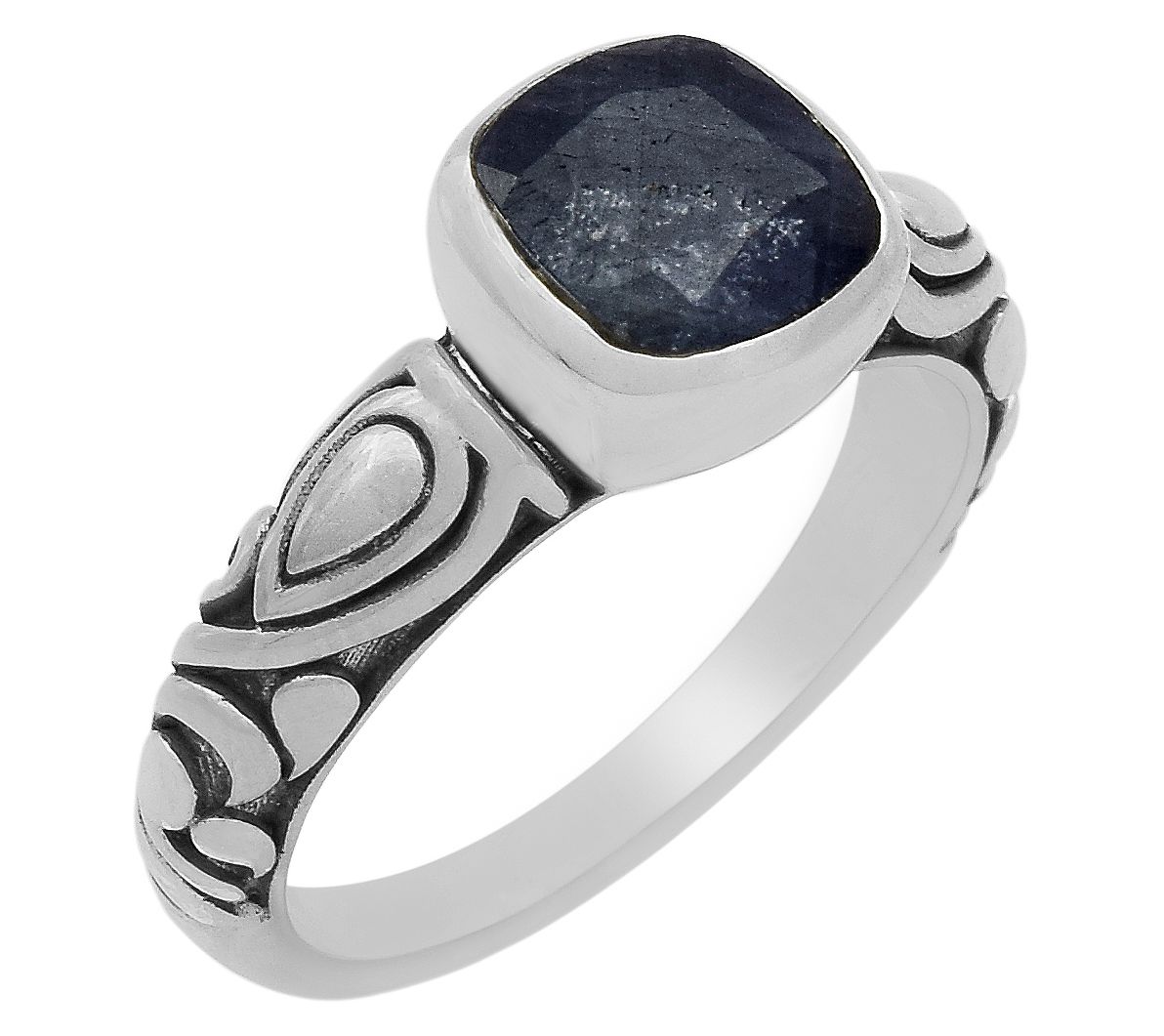 Artisan Crafted Sterling Silver Indian SapphireSolitaire Ring