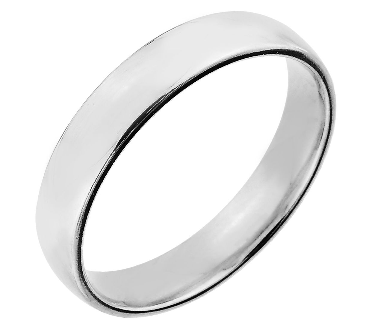 Silver Style 4mm Solid Polished Band Ring, Sterling Silver