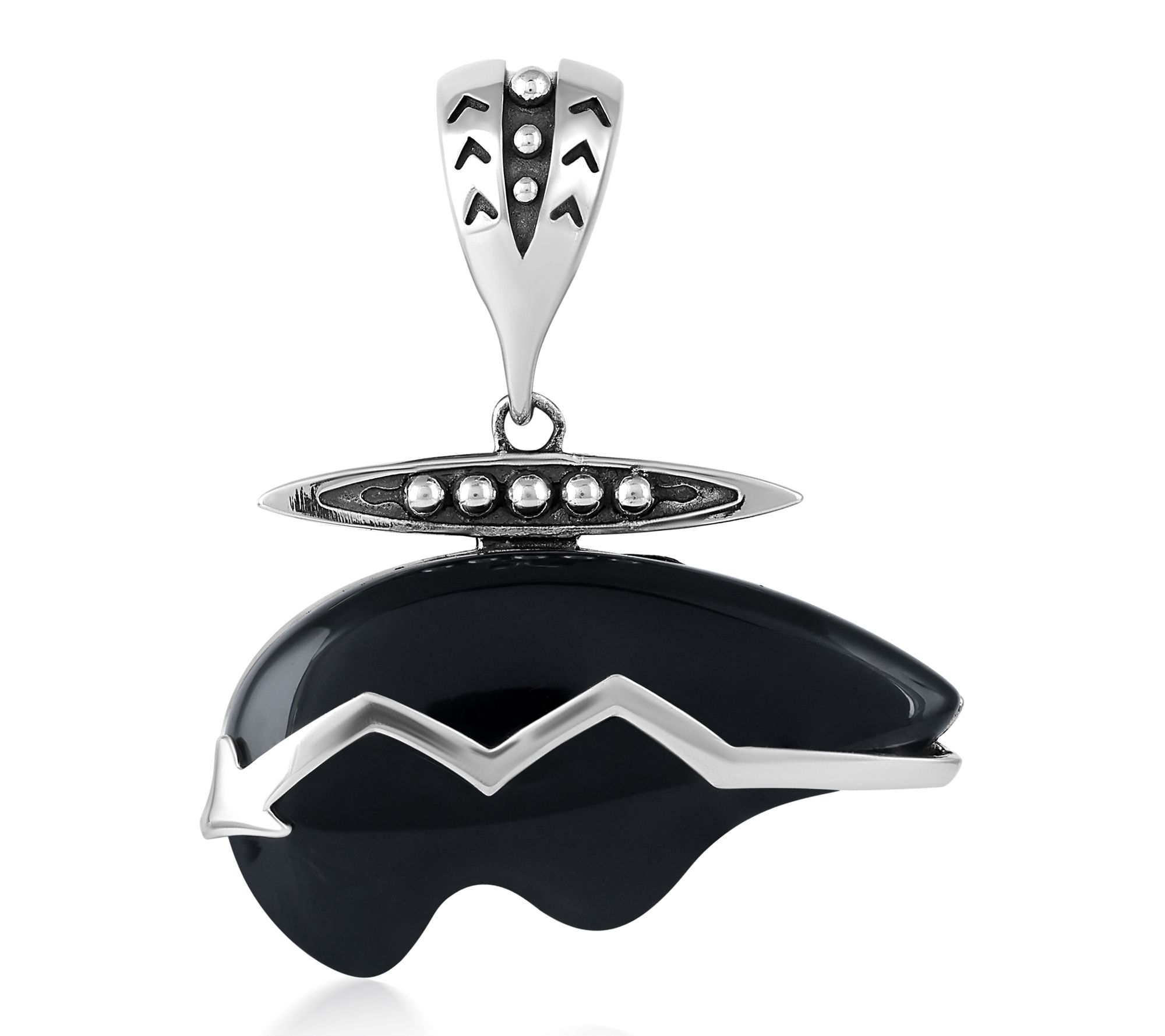American West Sterling Silver Black Agate BearEnhancer