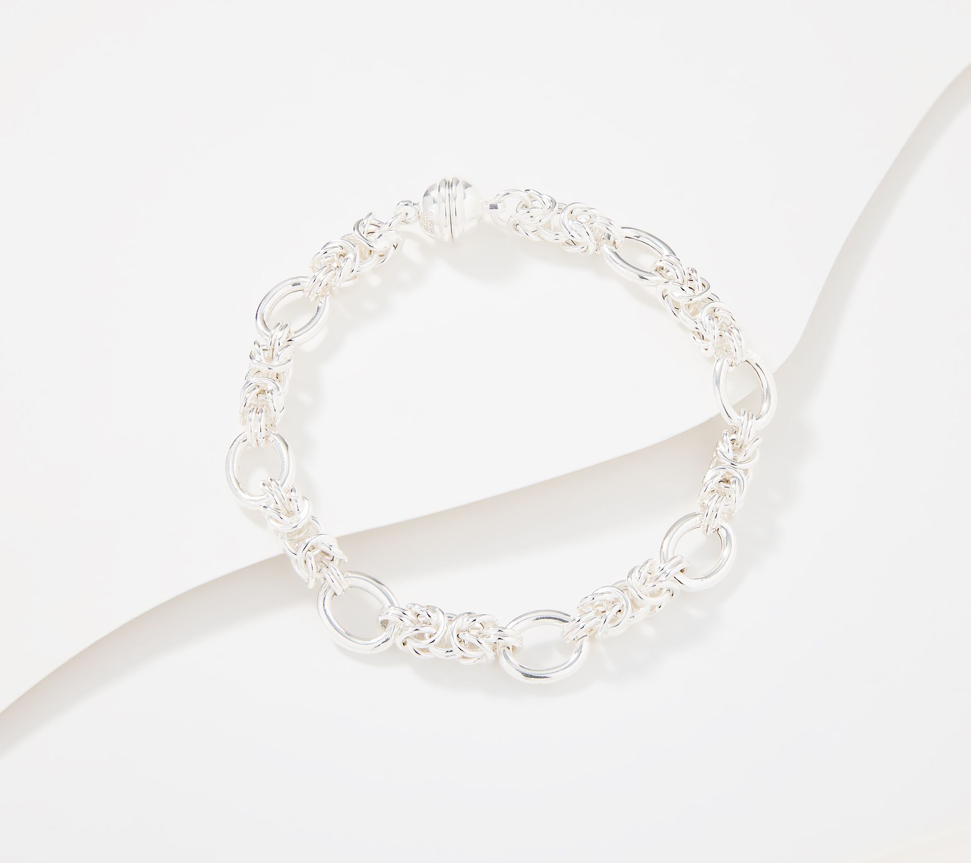 UltraFine 950 Silver Byzantine Station Status Bracelet w/ Mag