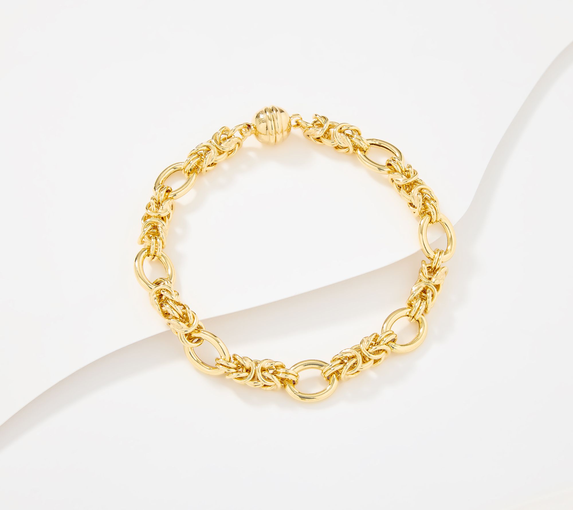 UltraFine 950 Silver Byzantine Station Status Bracelet w/ Mag