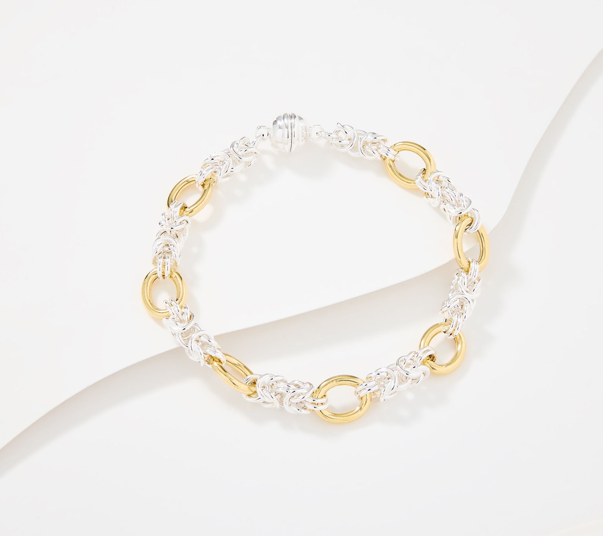 UltraFine 950 Silver Byzantine Station Status Bracelet w/ Mag