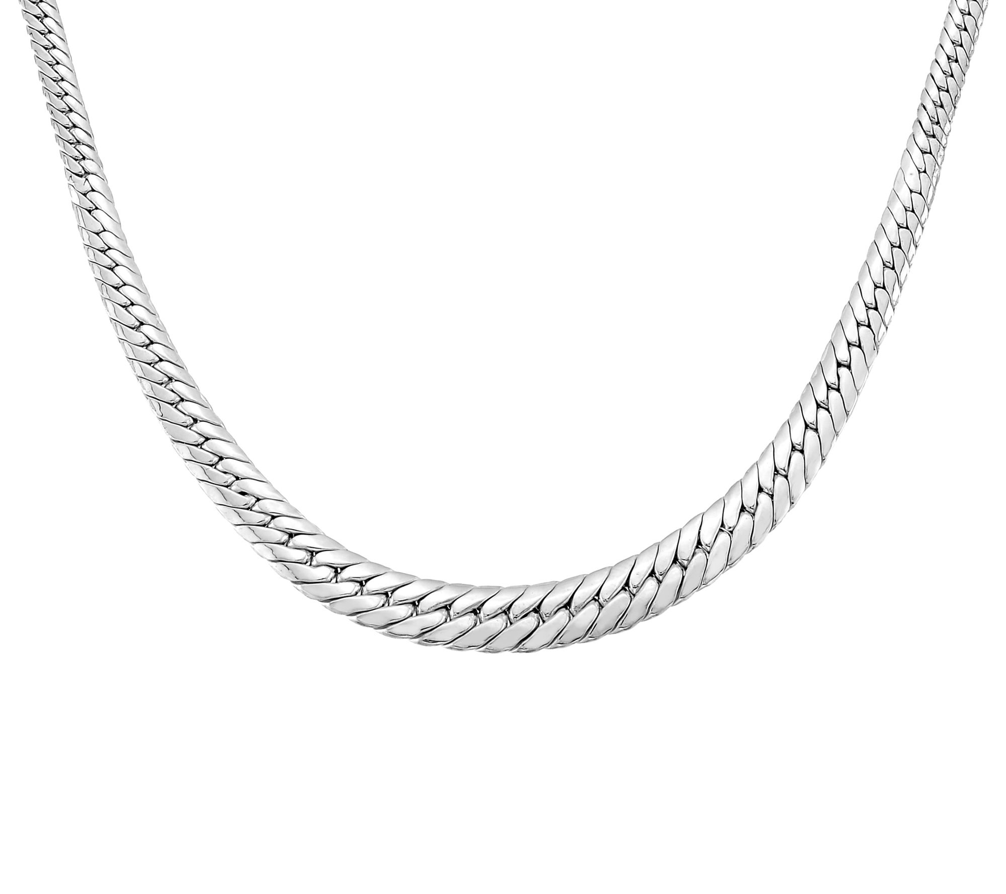 Silver Style Polished Graduated Curb Link 18" Necklace