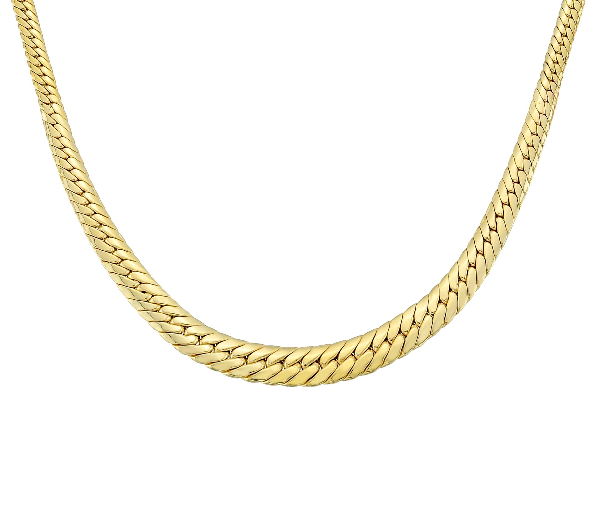 Silver Style Polished Graduated Curb Link 18" Necklace