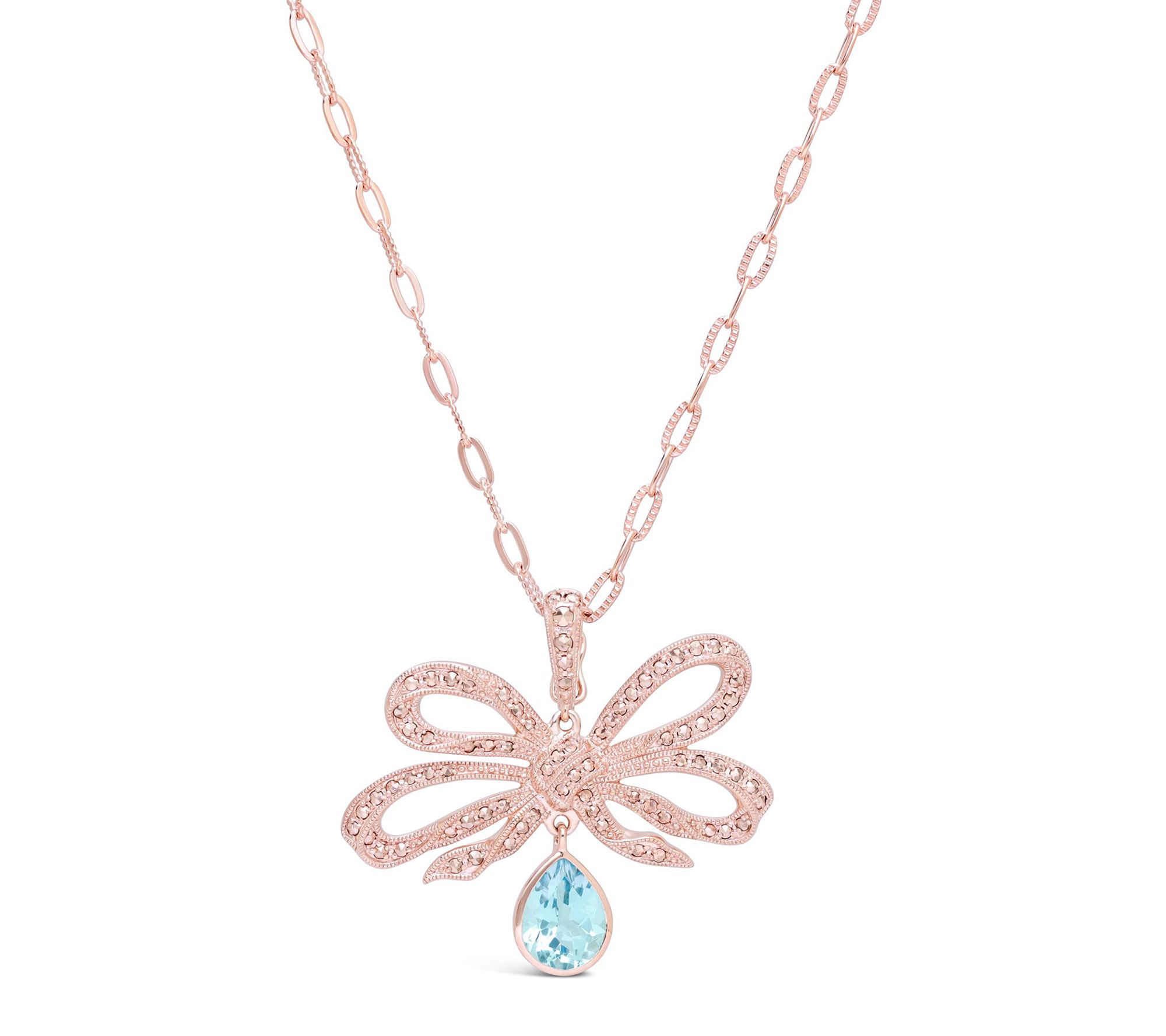 Dallas Prince 14K Clad Chrome Marcasite & BlueTopaz Necklace