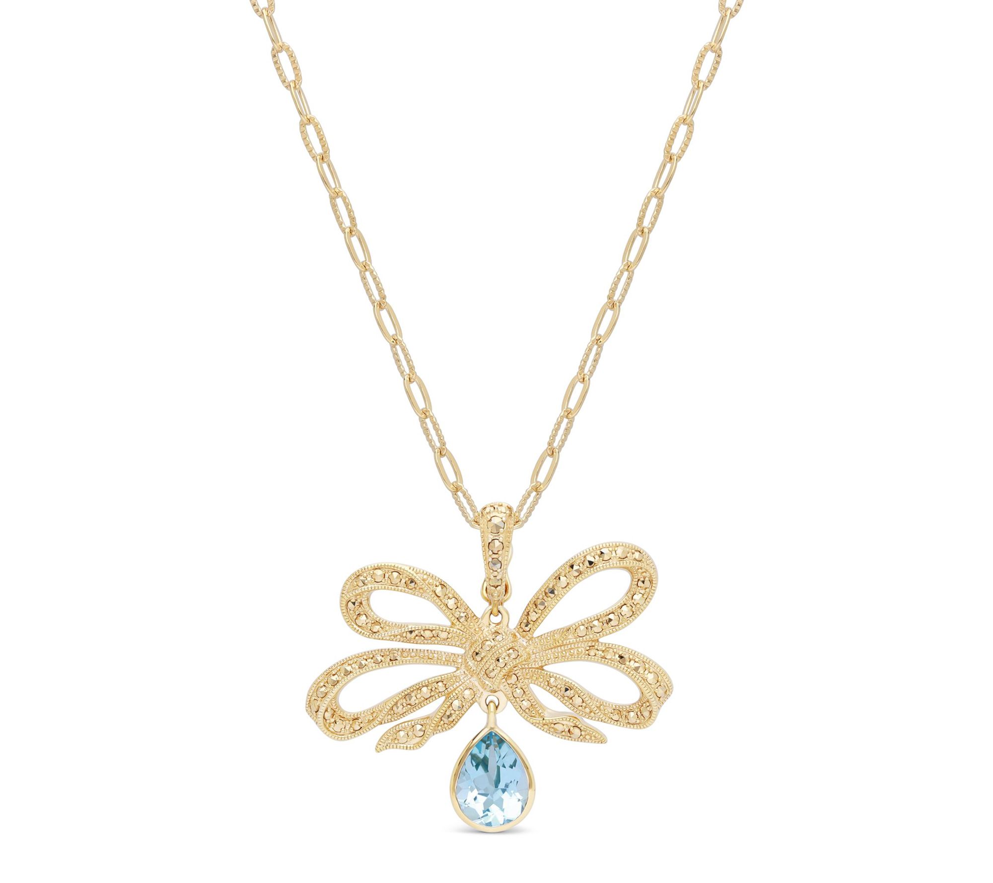 Dallas Prince 14K Clad Chrome Marcasite & BlueTopaz Necklace