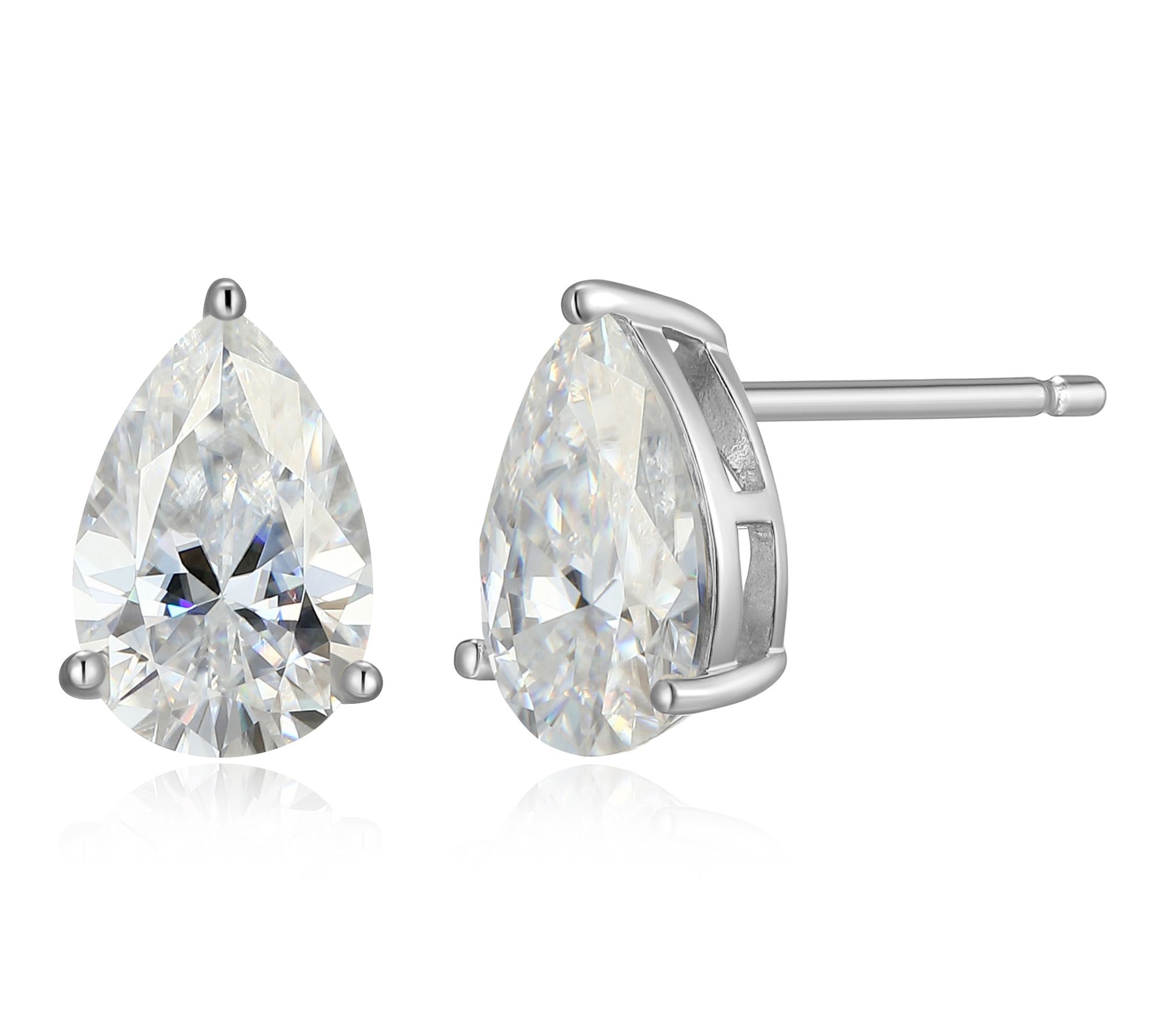 Moissanite 2.65 cttw Pear Cut Stud Earrings, Sterling Silver