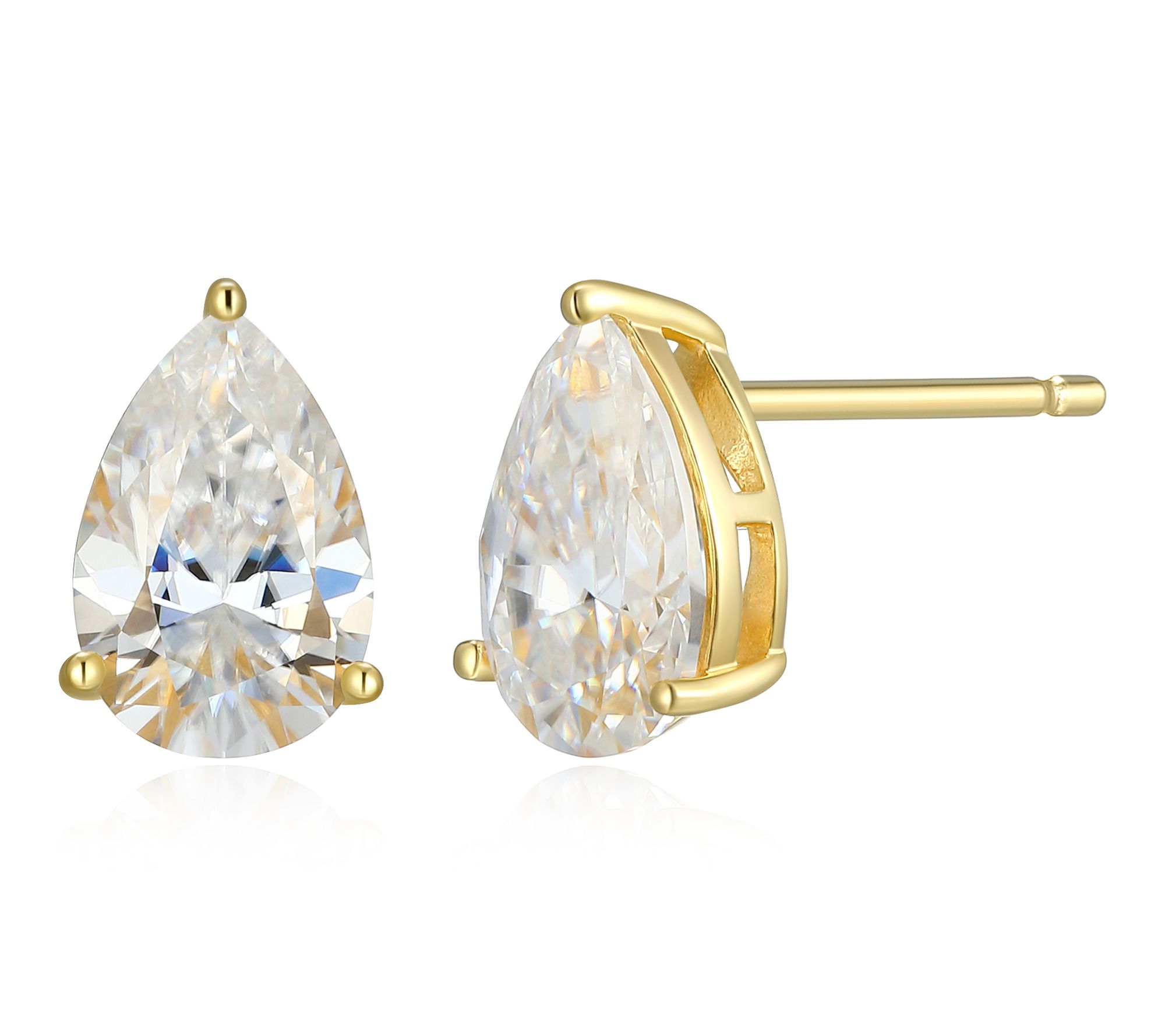Moissanite 2.65 cttw Pear Cut Stud Earrings, Sterling Silver