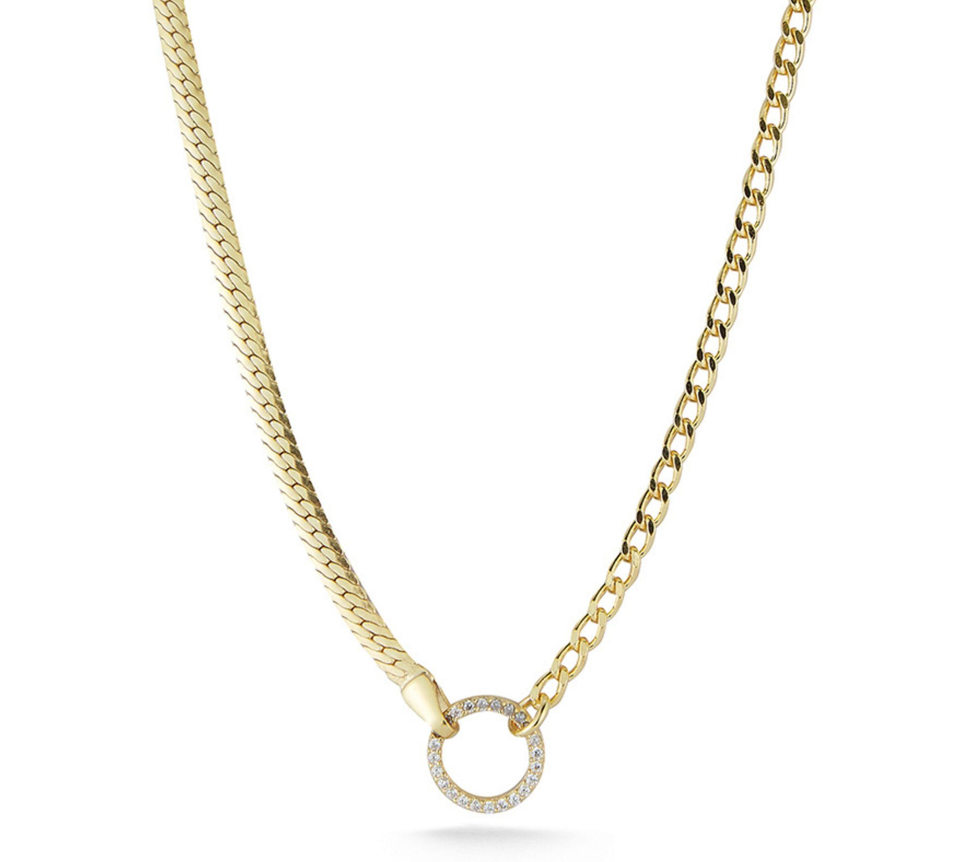 Sterlina Silver Snake & Curb Chain Necklace, Sterling