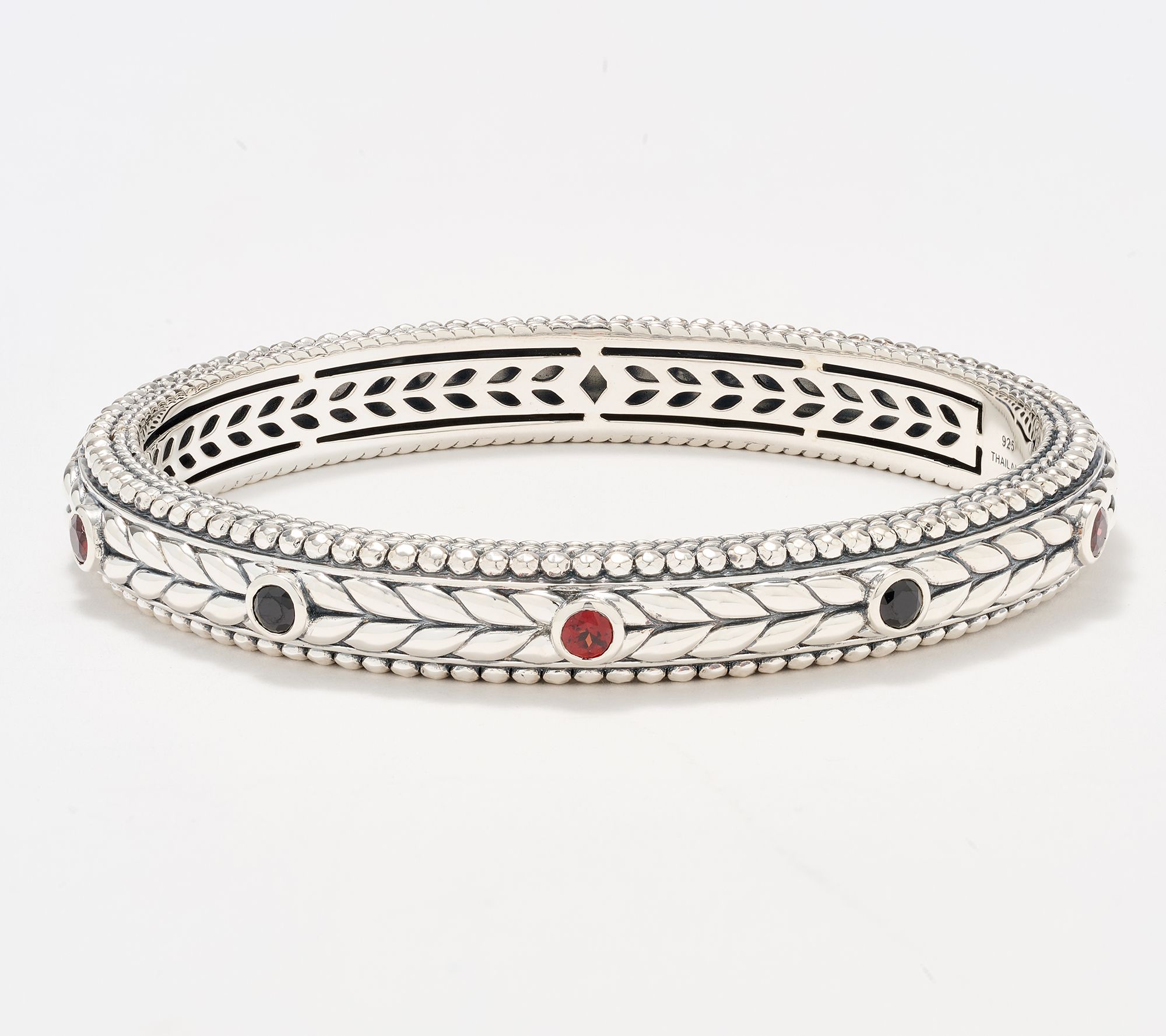 JAI Sterling Silver Multi- Gemstone Basketweave Bangle, 42.5g