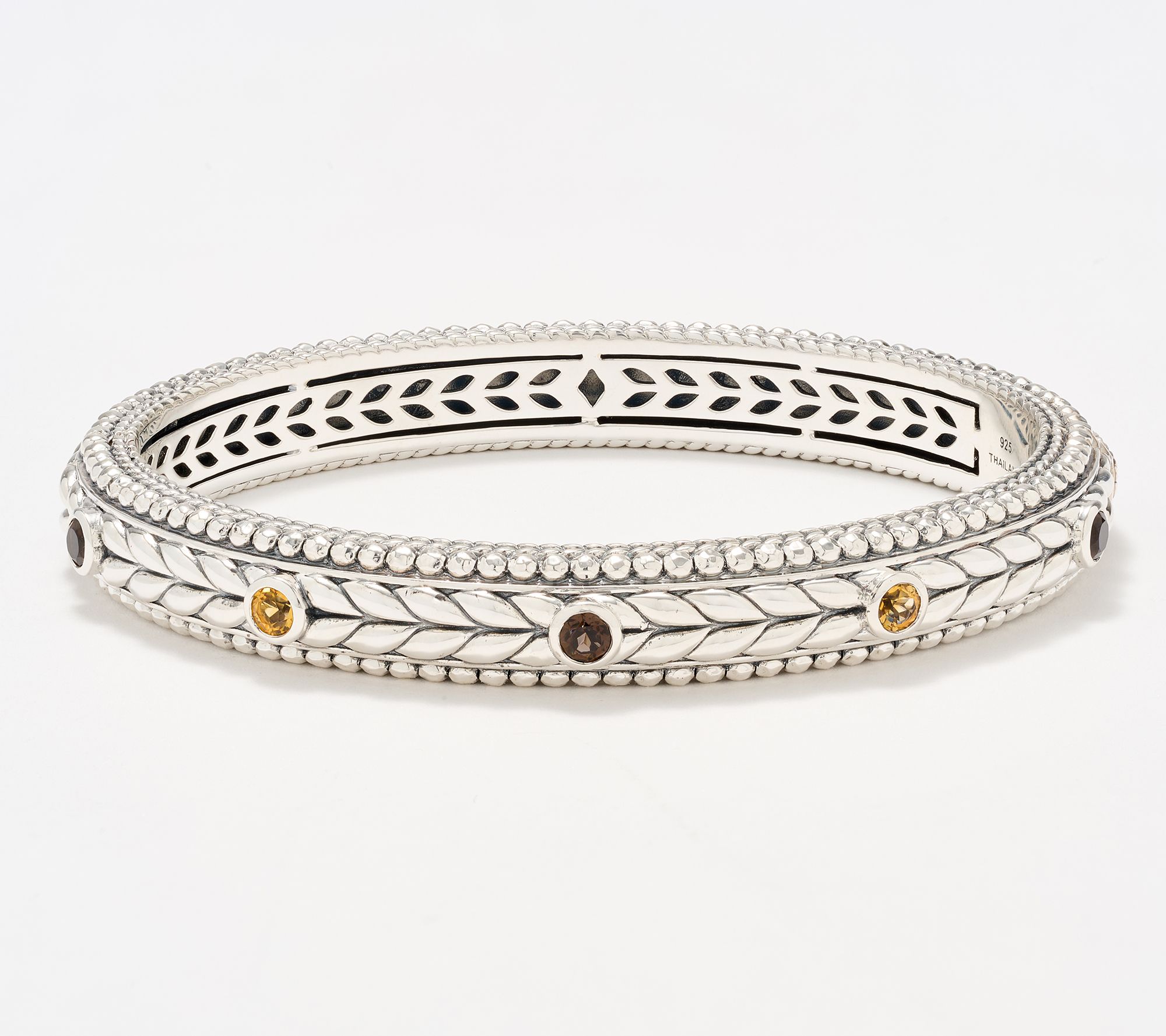 JAI Sterling Silver Multi- Gemstone Basketweave Bangle, 42.5g