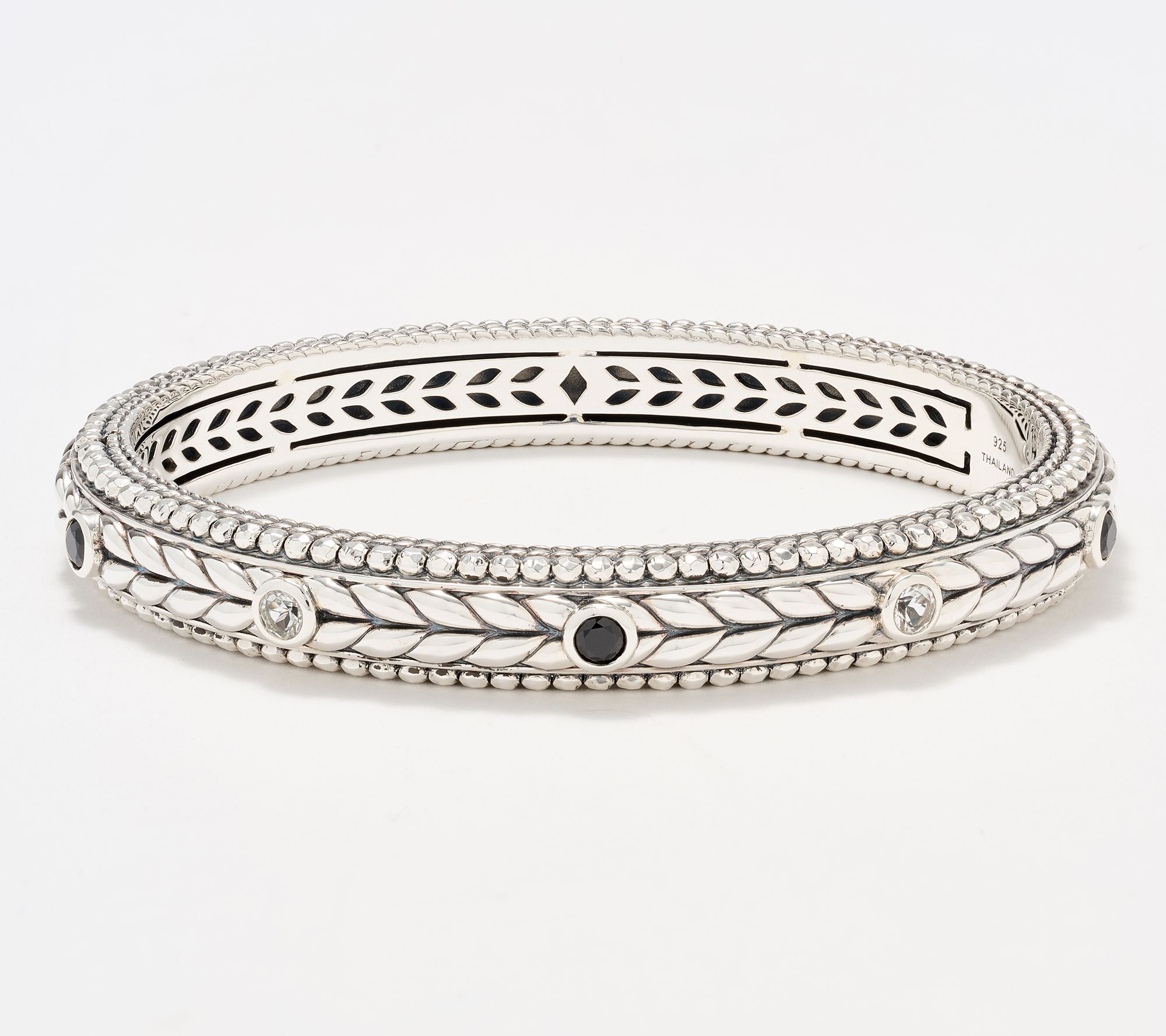 JAI Sterling Silver Multi- Gemstone Basketweave Bangle, 42.5g