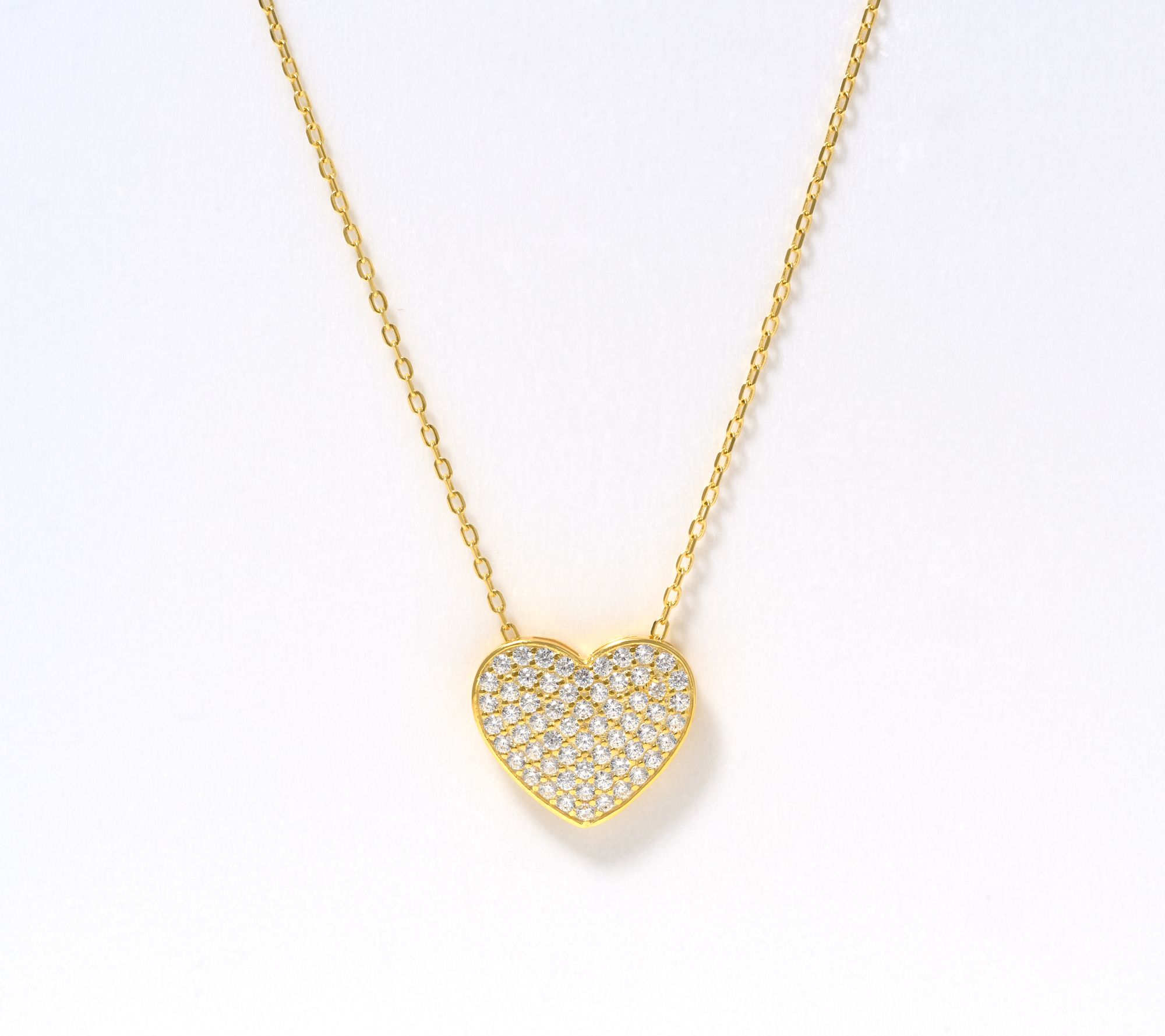 Diamonique Pave Heart Necklace, Sterling Silver