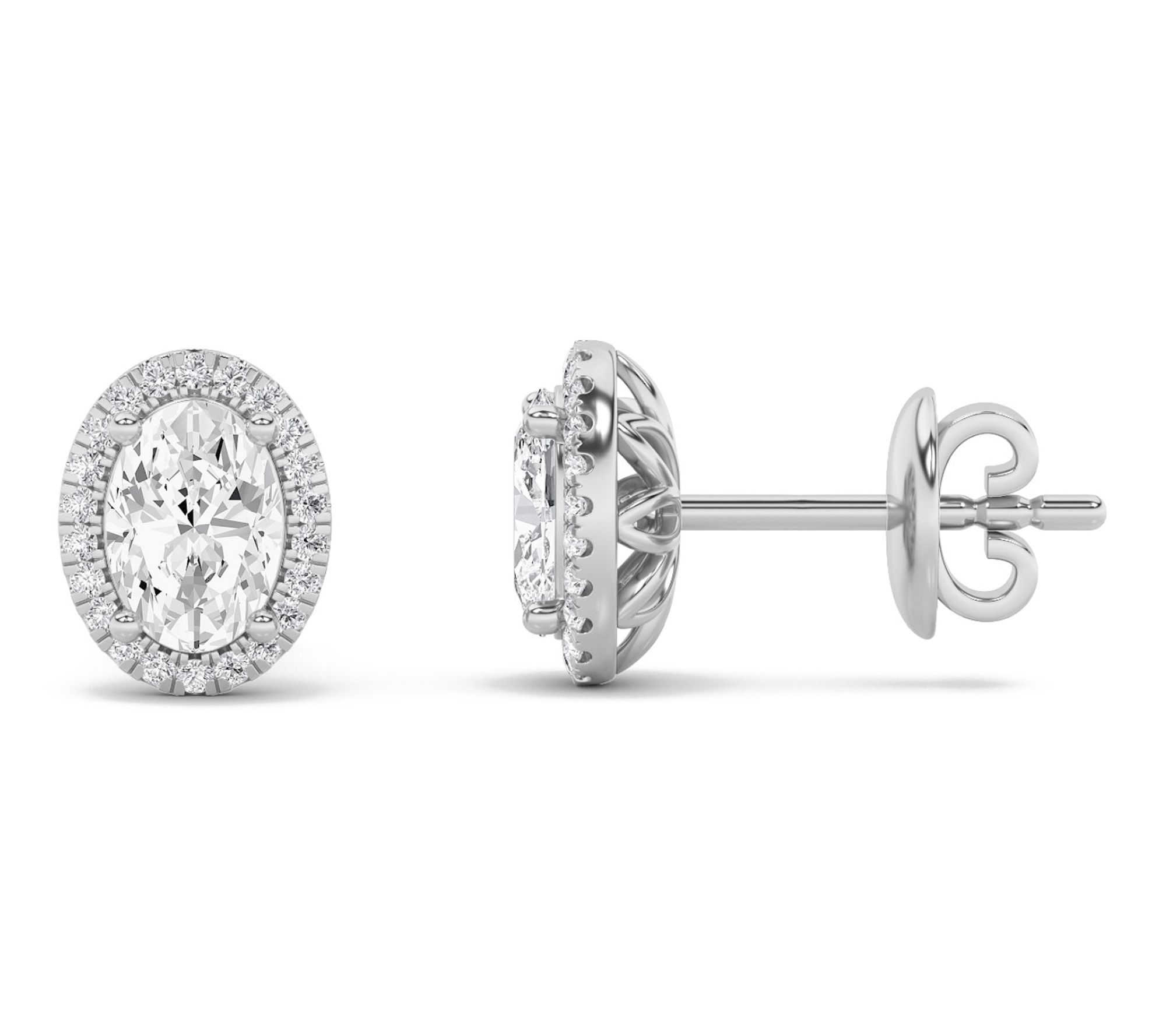 Fire Light 300 cttw Lab Grown Diamond Oval HaloEarrings, 14K