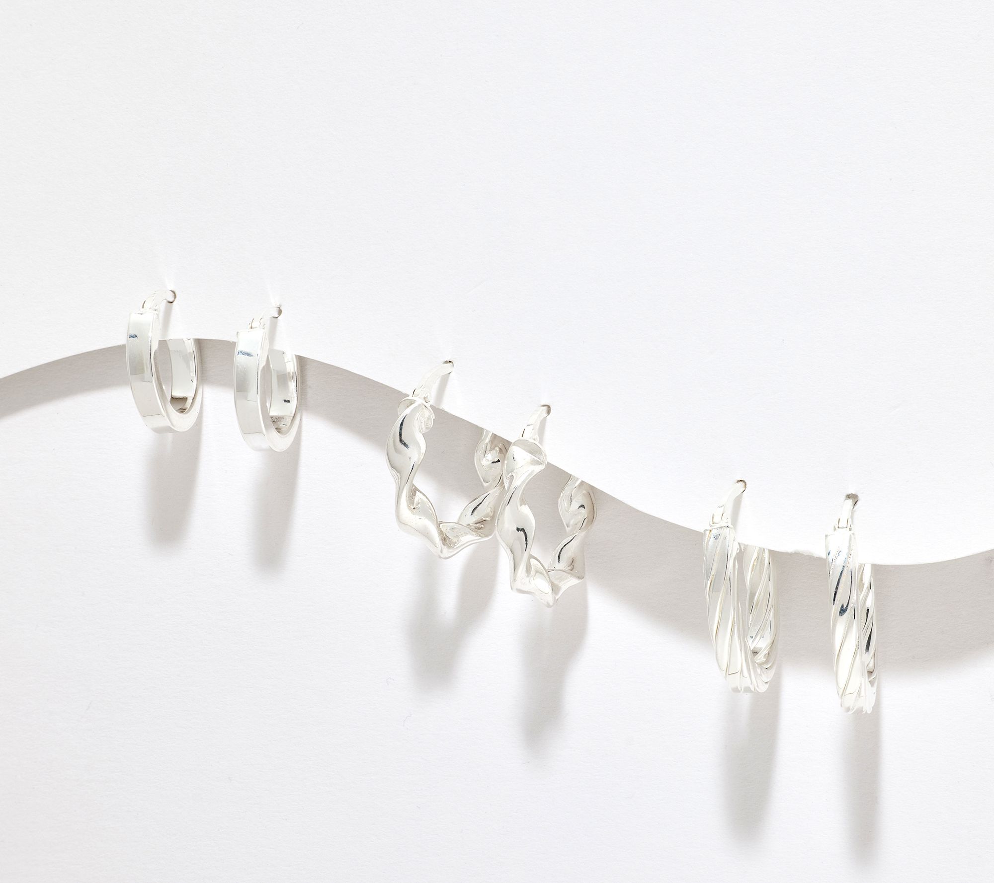 "As Is" UltraFine 950 Silver Set of 3 Hoop Earrings