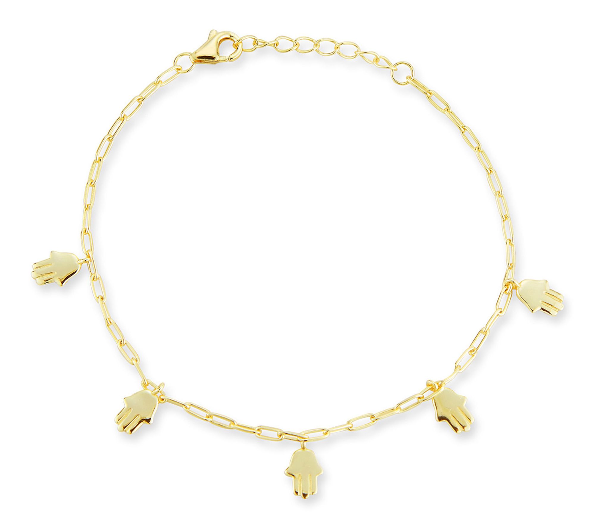 Sterlina Silver Hamsa Hand Charm Bracelet, 14KGold Plated