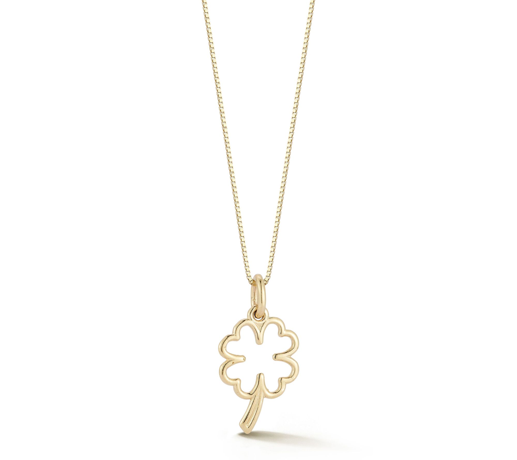 Italian Gold Clover Pendant w/ Chain, 14K