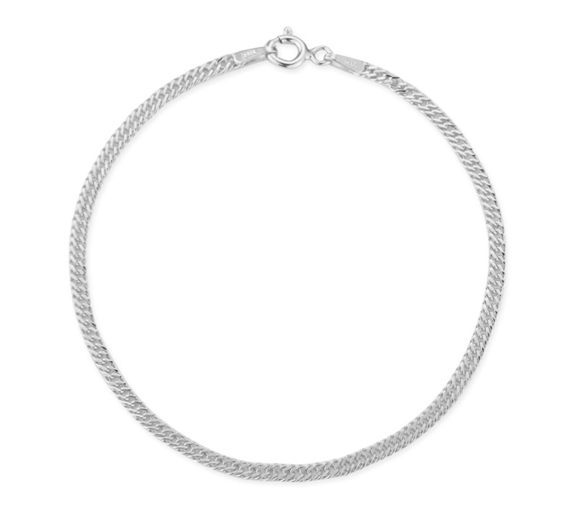 Italian Silver 9" Double Curb Chain Ankle Bracelet, Sterling