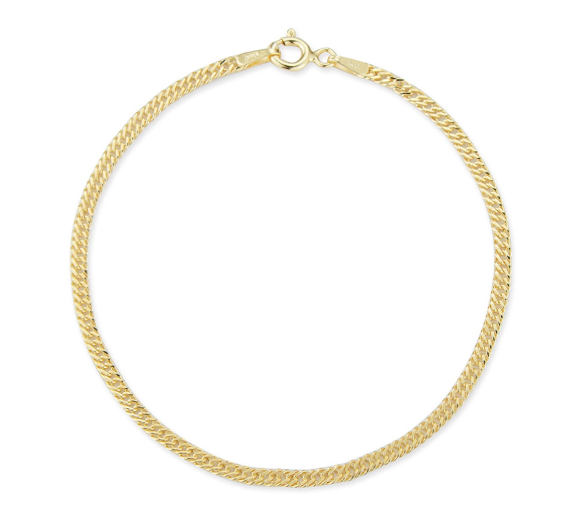 Italian Silver 9" Double Curb Chain Ankle Bracelet, Sterling