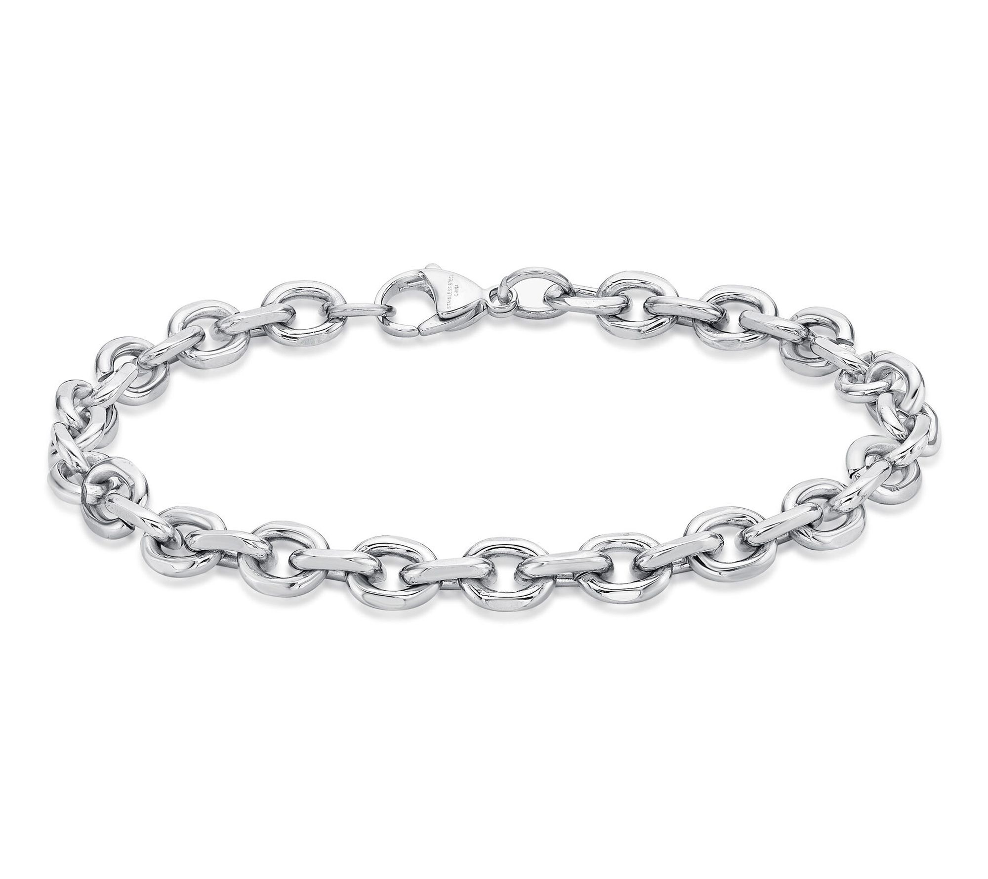 LYNX Men's Stainless Steel Antique Finish Rolo Chain Bracelet