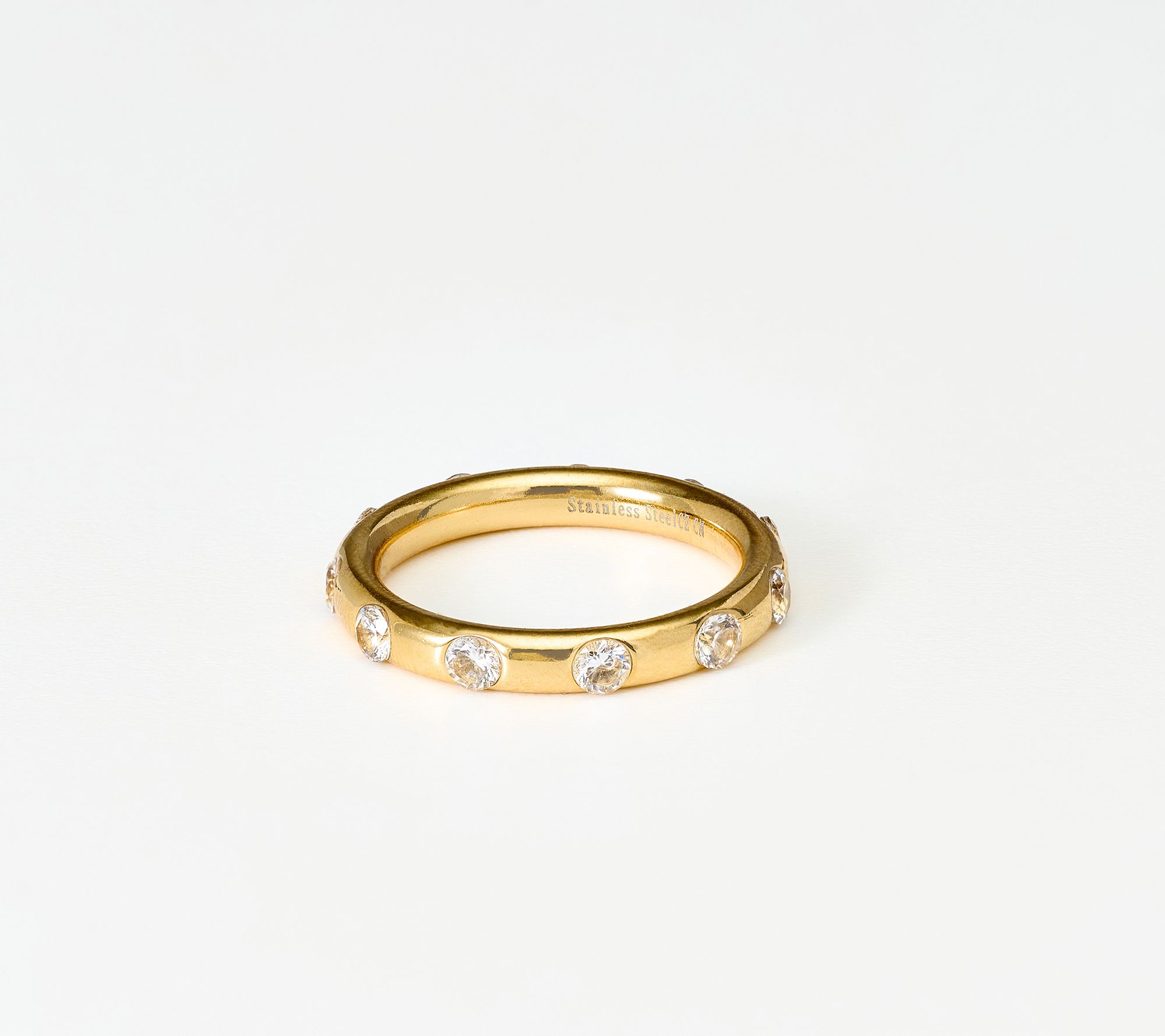 Steel by Diamonique Swiss Set Stacking Ring