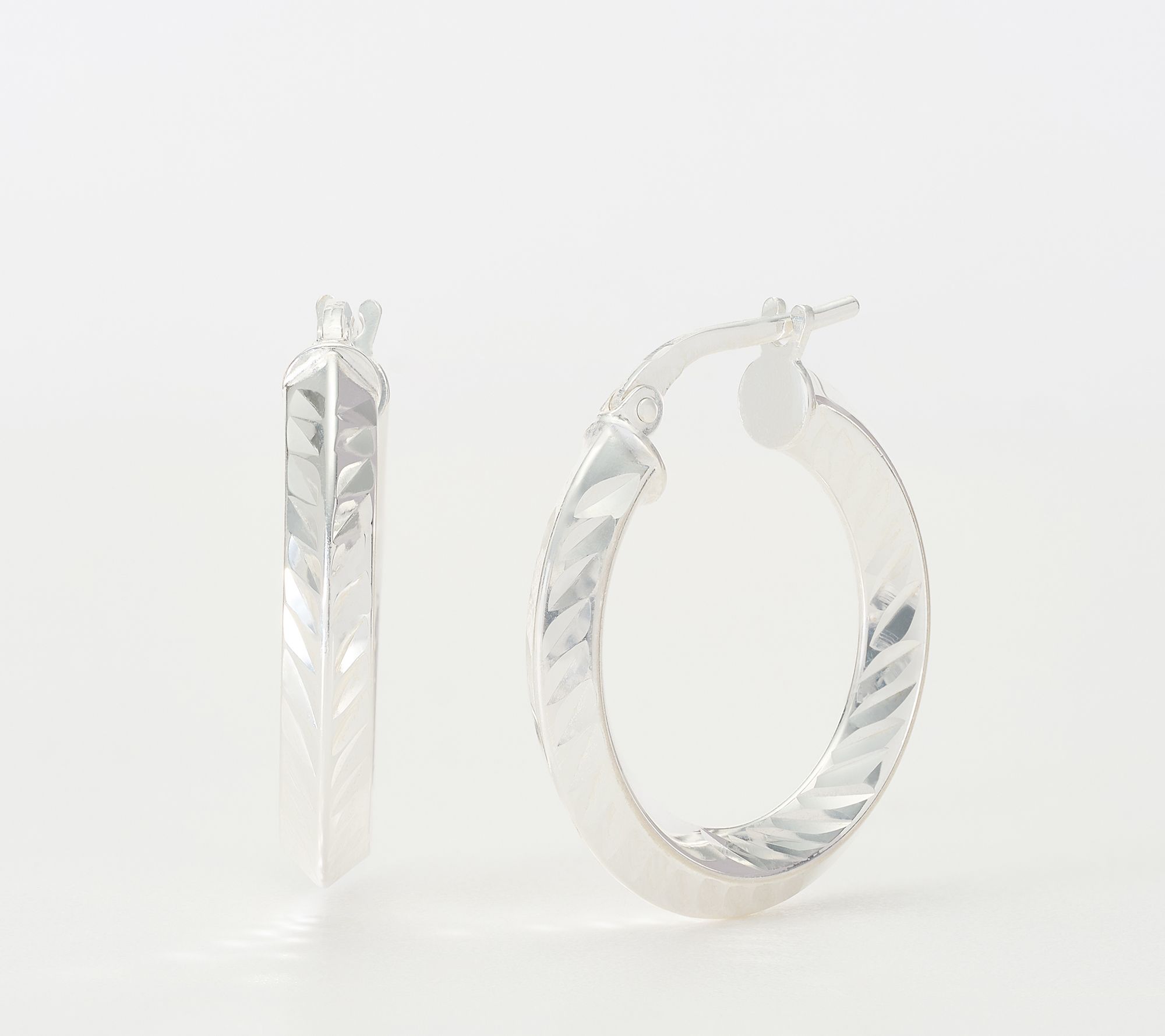 Ultrafine 950 Silver 3/4" Diamond Cut & Polished Hoop Earrings