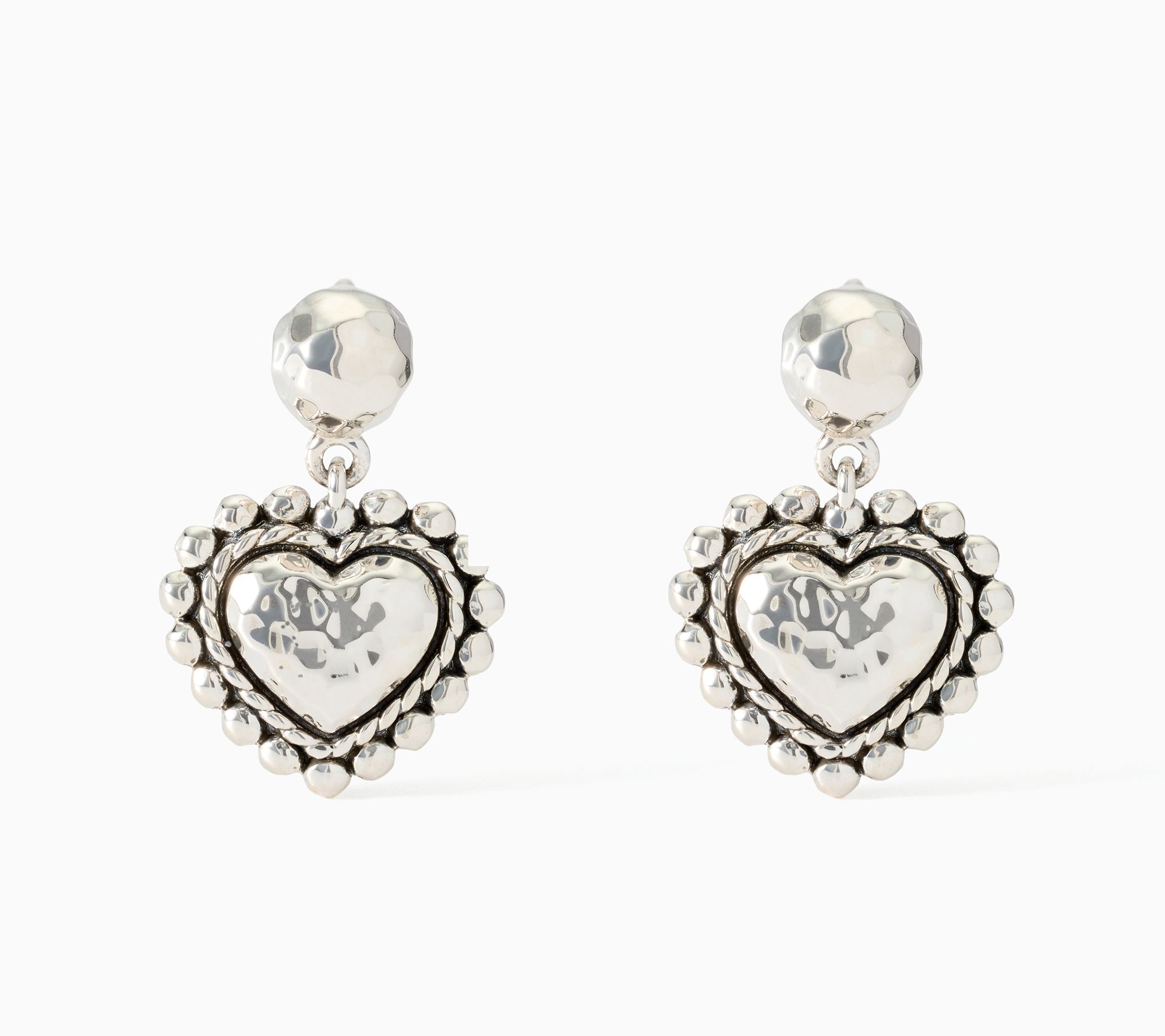 JAI Sterling Silver Shimmer Symbols of Love Drop Earrings