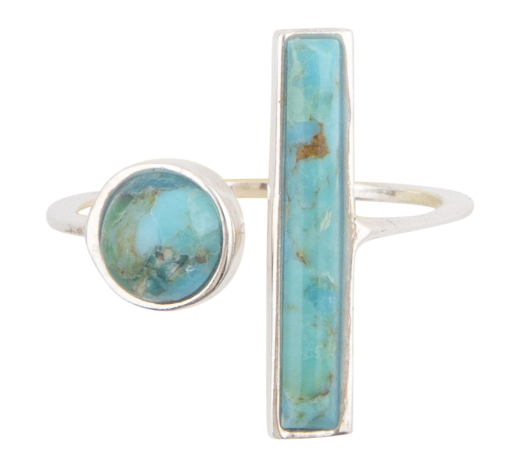 Barse Artisan Crafted Blue Turquoise Multi-CutCuff Ring