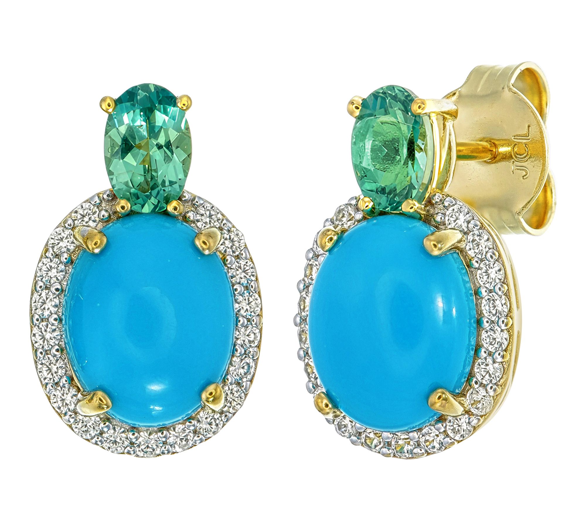 Affinity Gems Turquoise & Green Apatite Earrings, 14K Plated