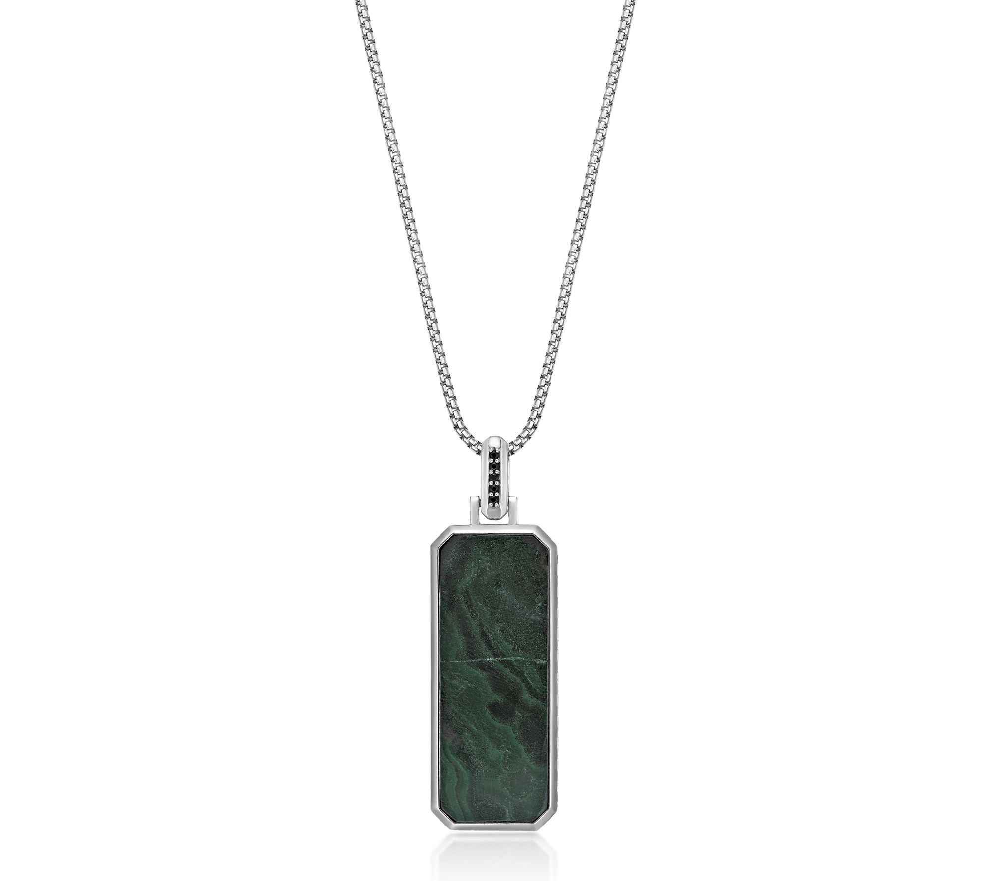 LYNX Men's Black Spinel & Gemstone Pendant w/ Chain, Sterling