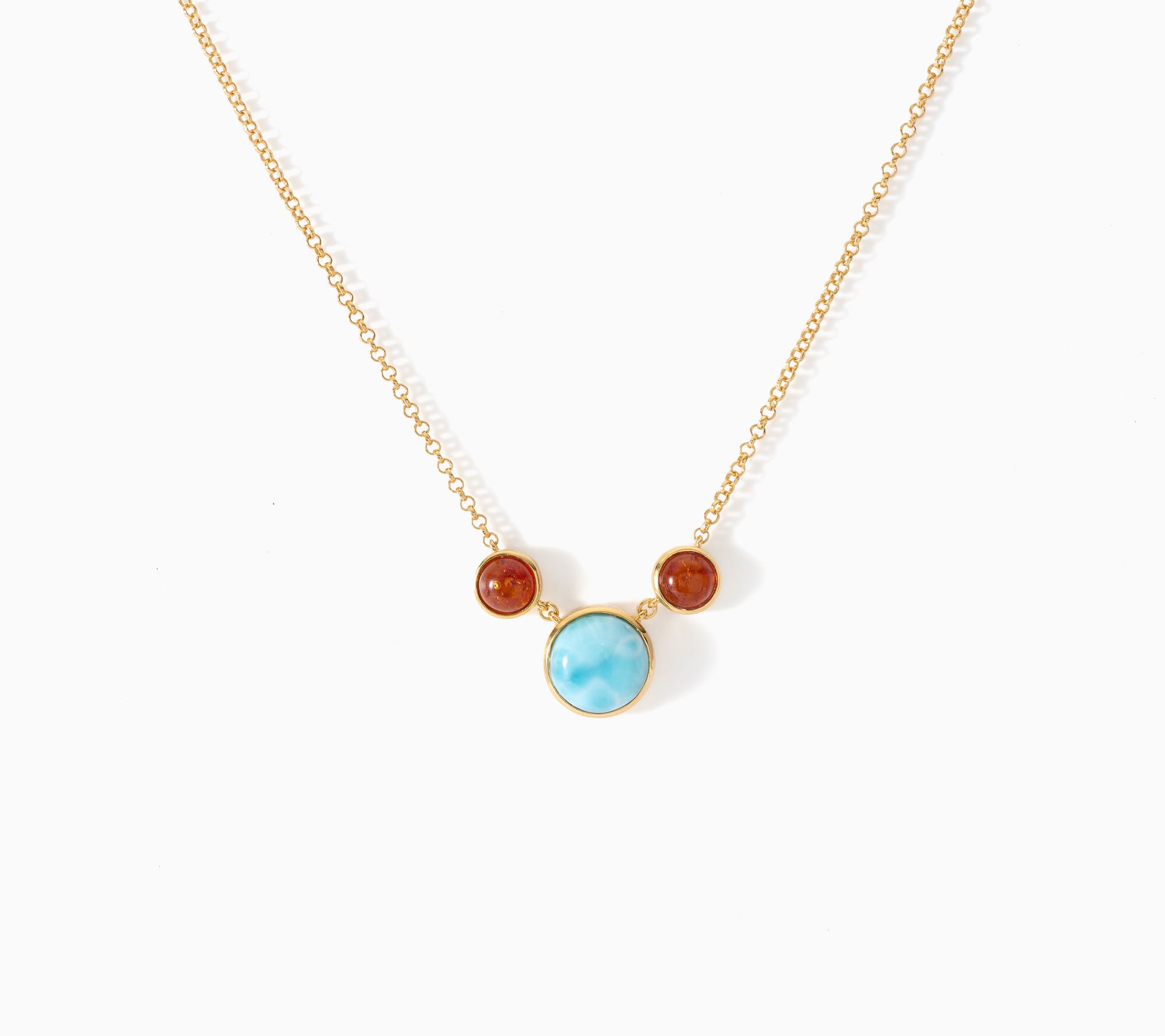Affinity Gems Larimar & Amber Necklace, Sterling
