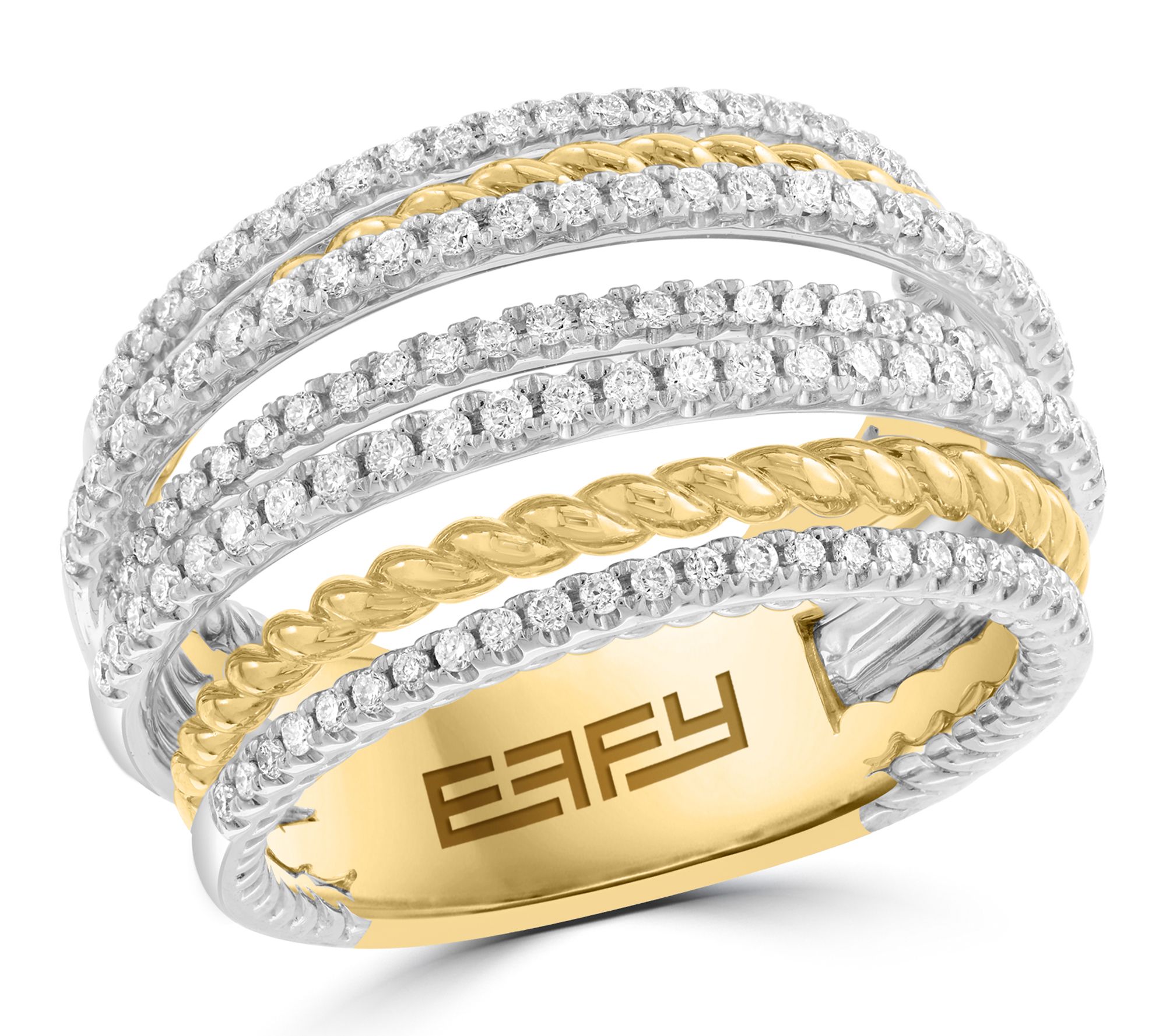 Effy Two-tone Diamond Highway Ring, 14K Gold