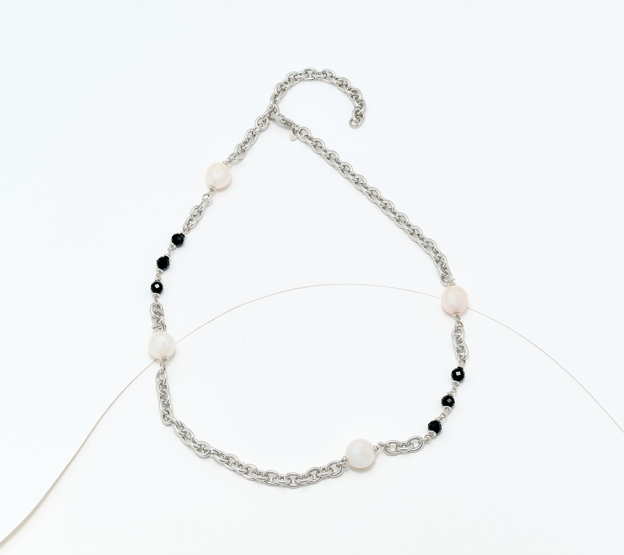 "As Is" Honora Bronze Cultured Pearl & Black Spinel 24" Rolo Necklace