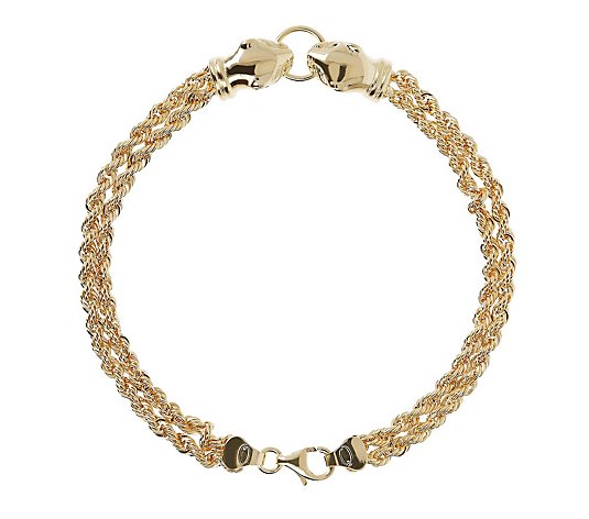 Italian Gold Panther Double Rope 7-1/2" Bracelet, 18K 6.4g