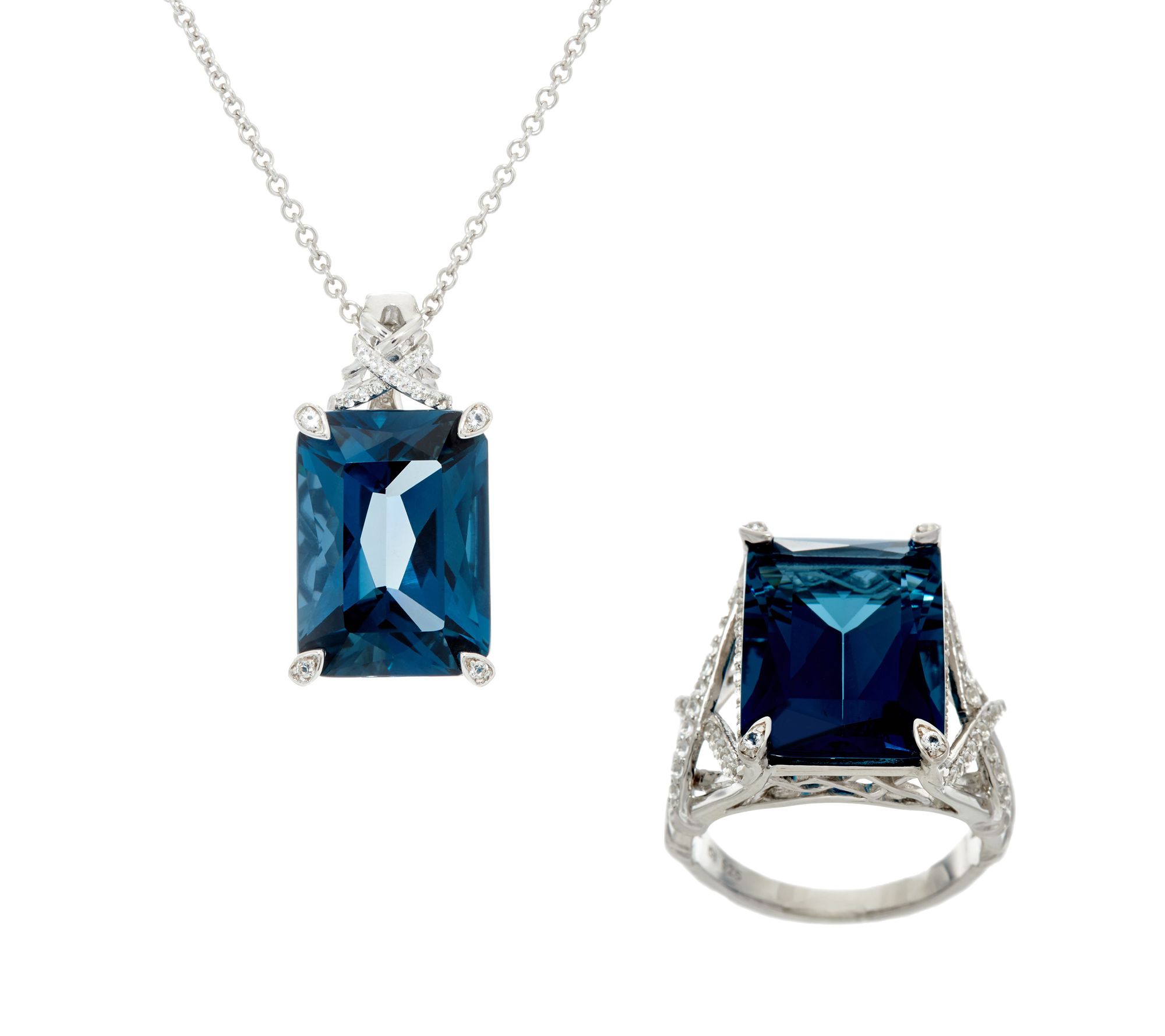 Emerald Cut London Blue Topaz Sterling Ring - QVC.com