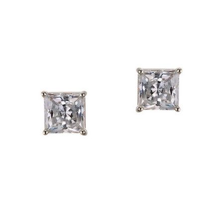 Diamonique 1.50 ct tw Princess Stud Earrings, 14K Gold