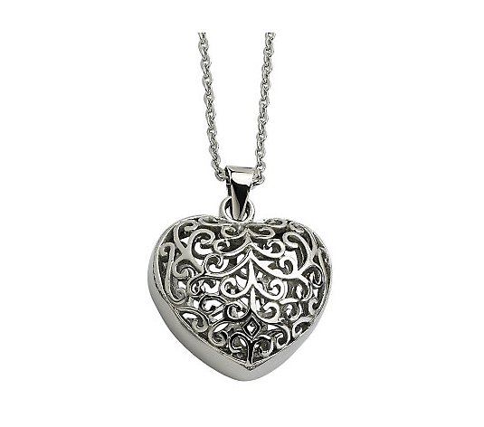 Steel by Design Filigree Heart Pendant w/ Chain